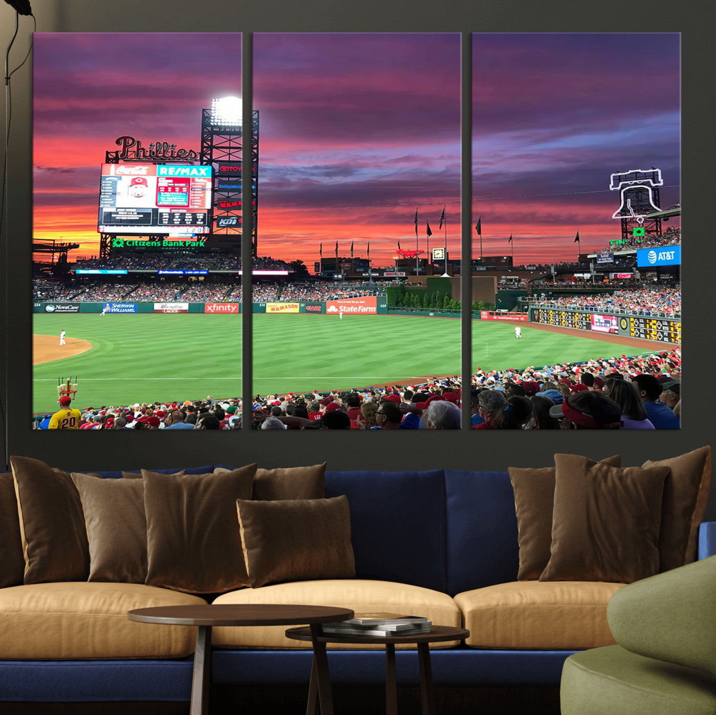 MGV-CV-48X32-3P - Philadelphia Phillies Baseball Team Print - Philadelphia Citizens Bank Park Stadium Wall Art Canvas