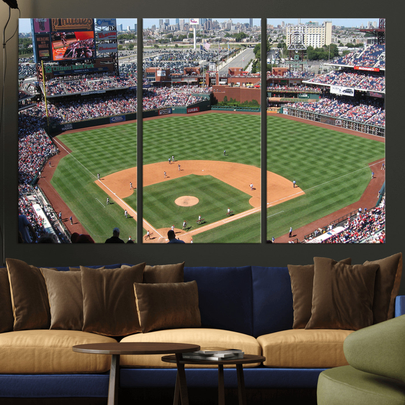 MGV-CV-48X32-3P - Philadelphia Phillies Baseball Team Print - Philadelphia Citizens Bank Park Stadium Wall Art Canvas