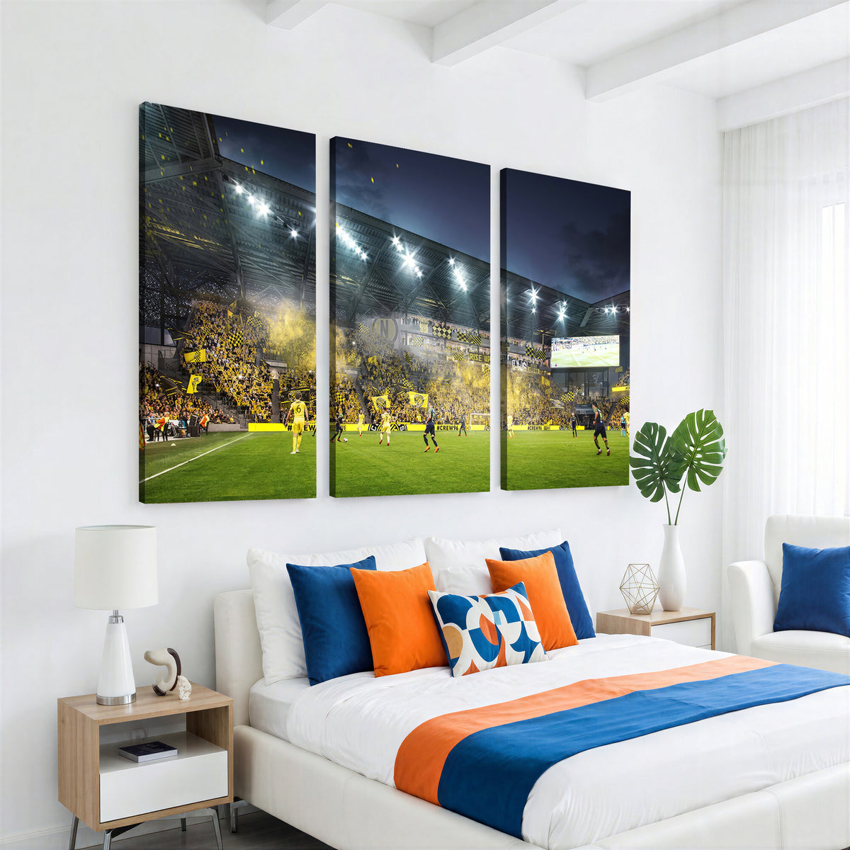 65820-MGV-CV-36X24 - Columbus Crew Stadium Match Triple Canvas Wall Art - Dynamic MLS Game Scene Canvas Wall Art