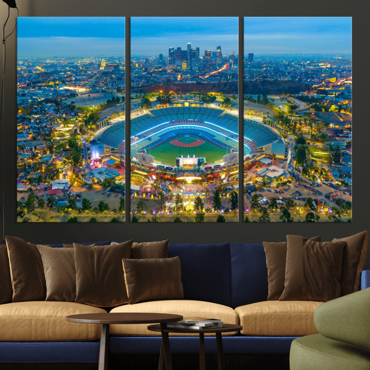 MGV-CV-48X32-3P - Los Angeles Dodgers Wall Art Canvas, Dodger Stadium Wall Art Canvas Print - MLB Baseball Stadium