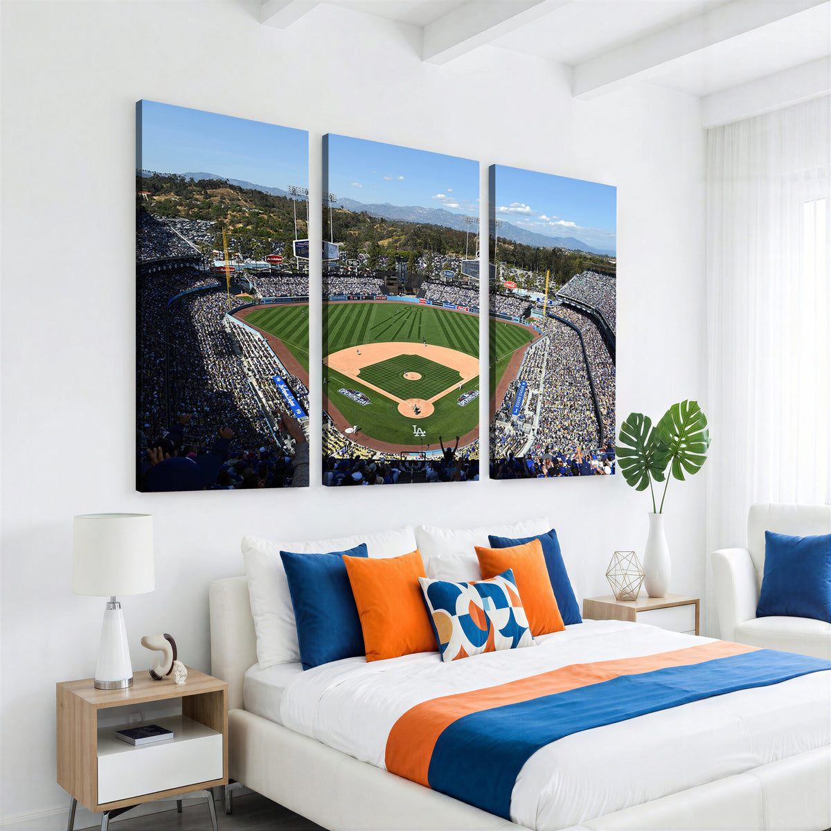 20436-MGV-CV-36X24 - Los Angeles Dodgers Dodger Stadium Wall Art Canvas Print, Framed and Ready to Hang