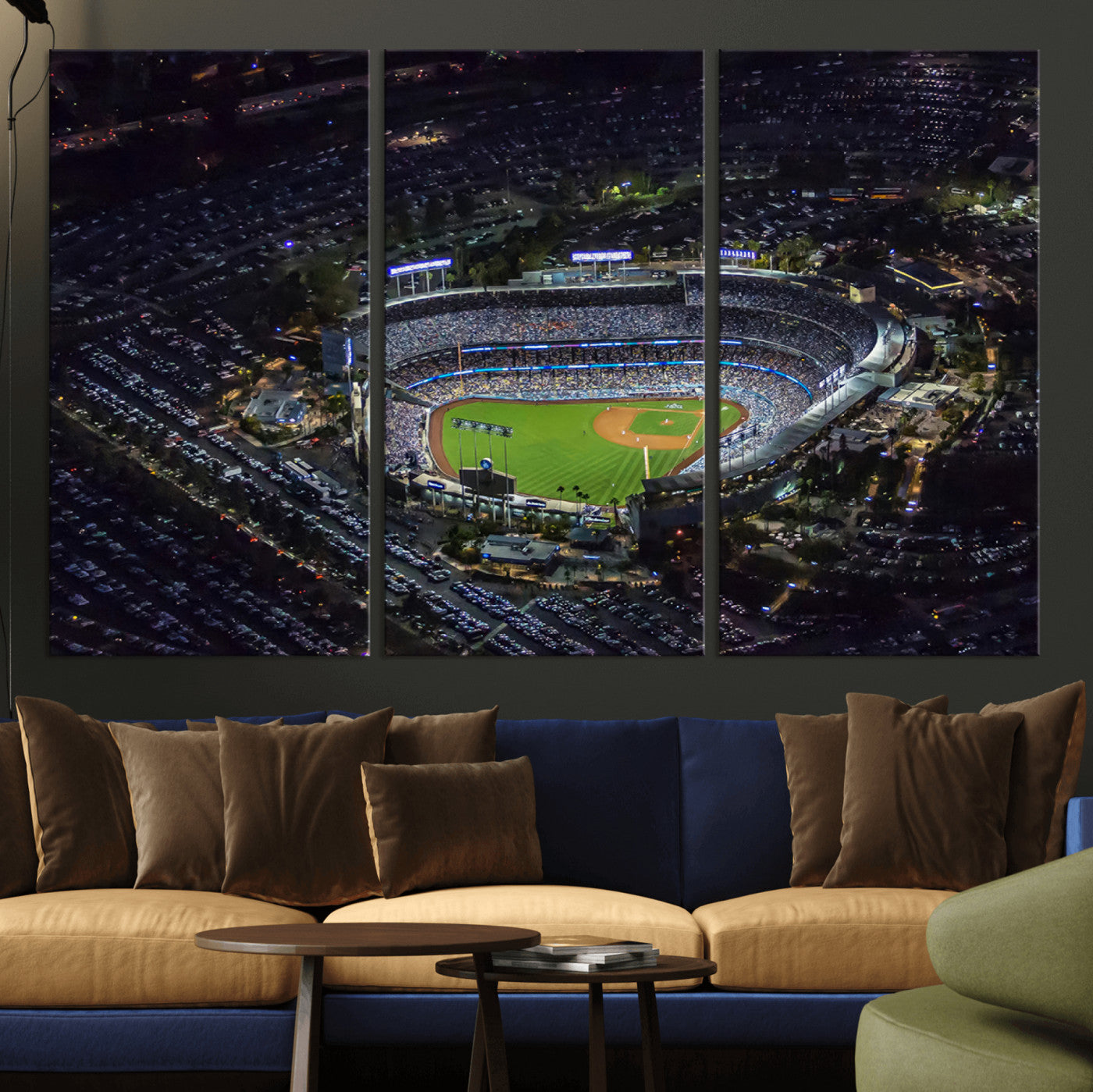MGV-CV-48X32-3P - Los Angeles Dodgers Dodger Stadium Wall Art Canvas Print - MLB Baseball Stadium