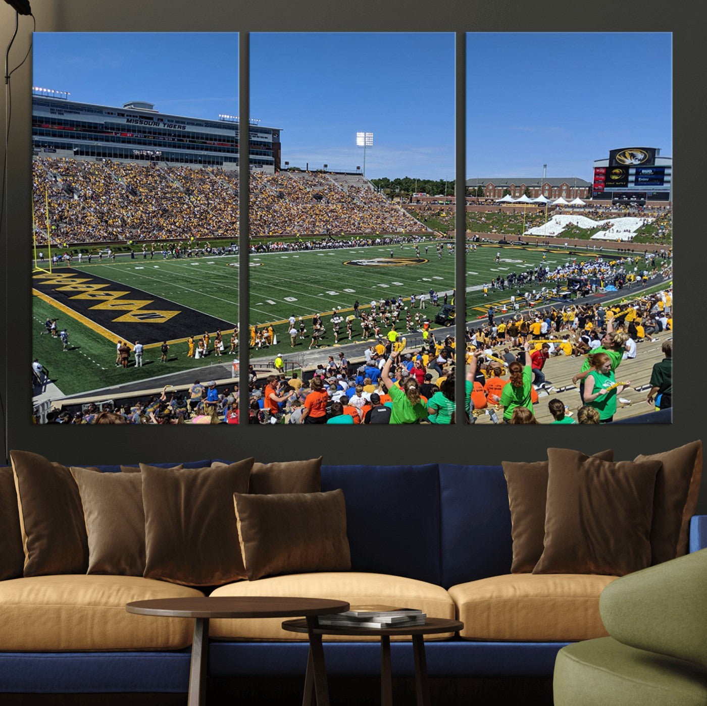 MGV-CV-48X32-3P - University of Missouri Tigers Football Team Print - Columbia Faurot Field Memorial Stadium Wall Art