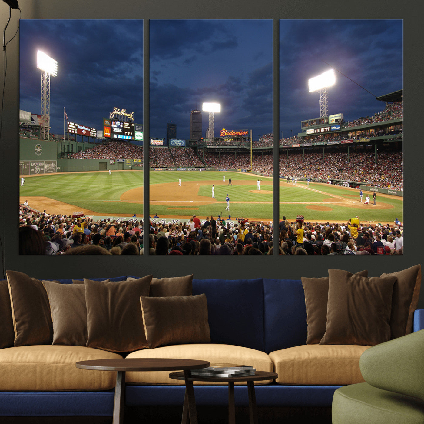 MGV-CV-48X32-3P - Boston Red Sox Baseball Team Print Canvas - Massachusetts Fenway Park Stadium Wall Art Canvas Print
