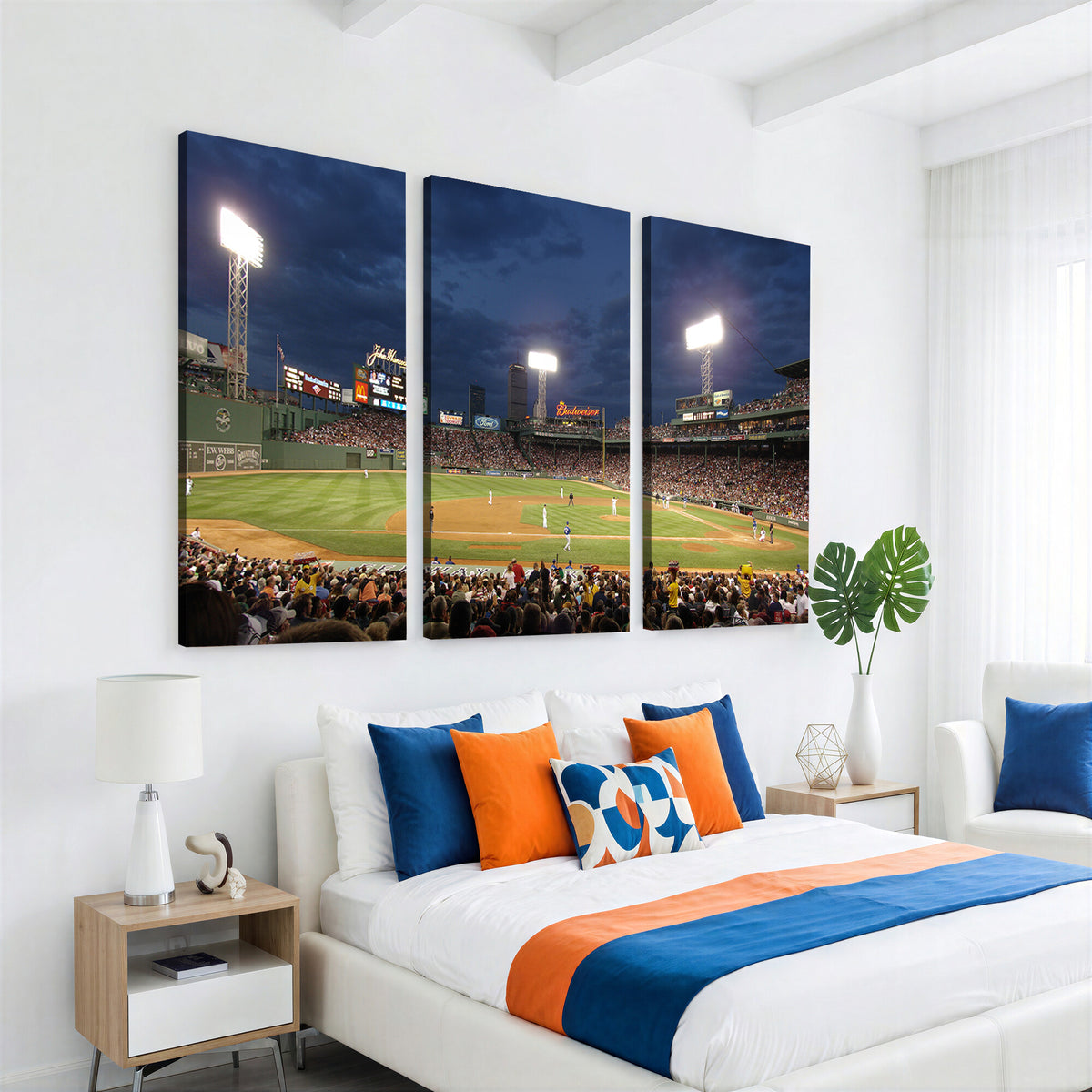85099-MGV-CV-36X24 - Boston Red Sox Baseball Team Print Canvas, Massachusetts Fenway Park Stadium Wall Art