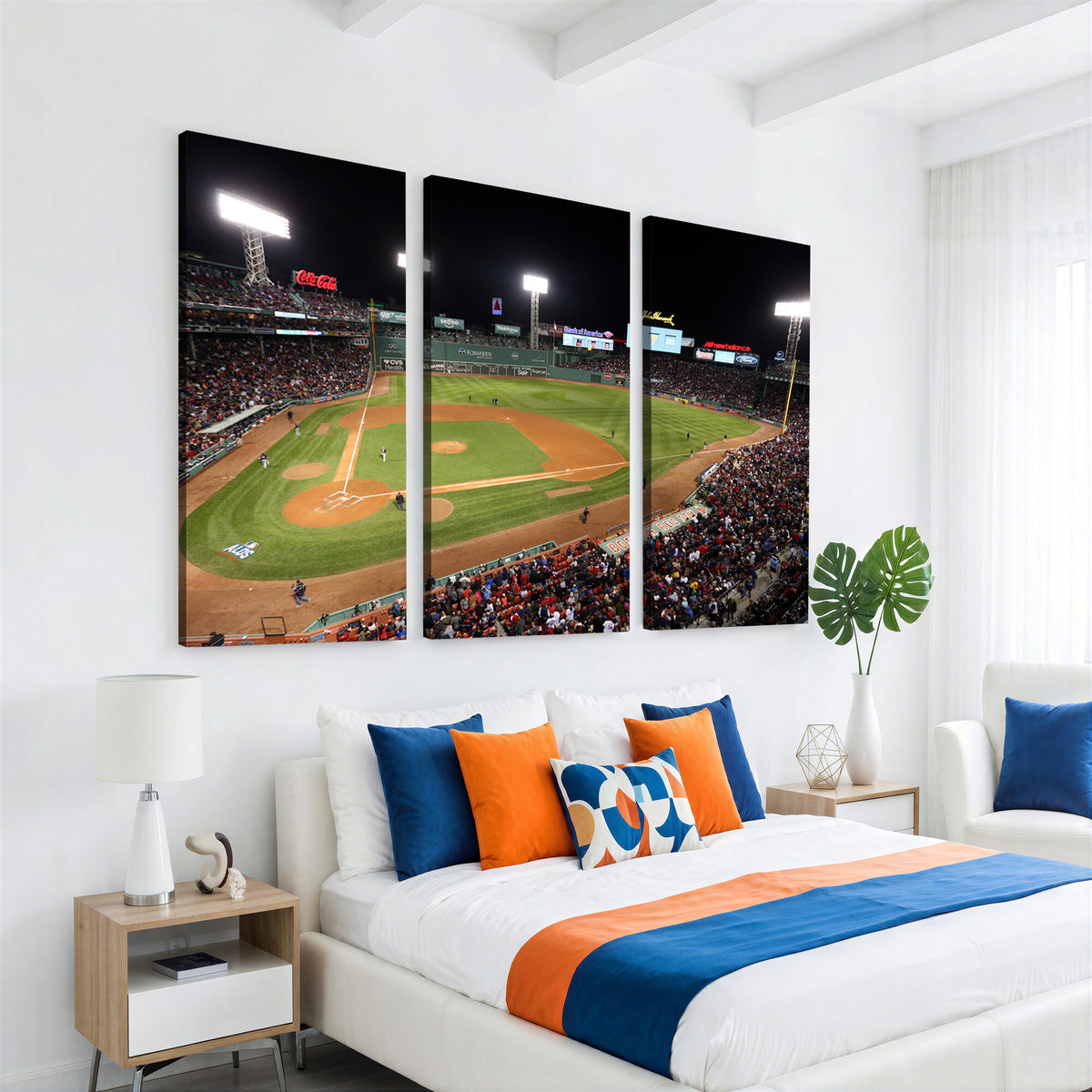 41158-MGV-CV-36X24 - Boston Red Sox Baseball Team Print, Massachusetts Fenway Park Stadium Wall Art