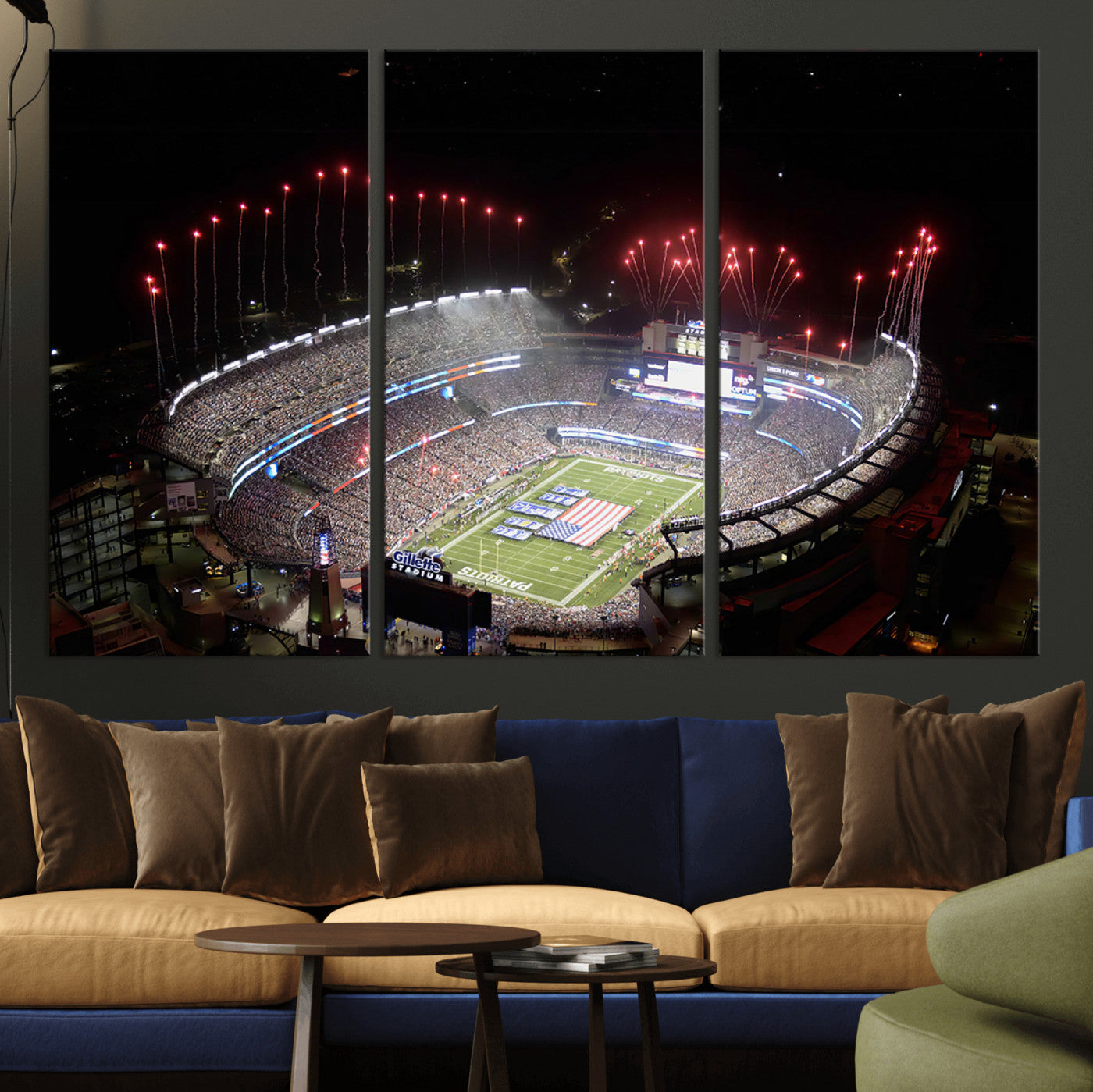 89988-MGV-CV-36X24-New England Patriots Team Print Wall Art- Foxborough Gillette Stadium Wall Art Canvas Print