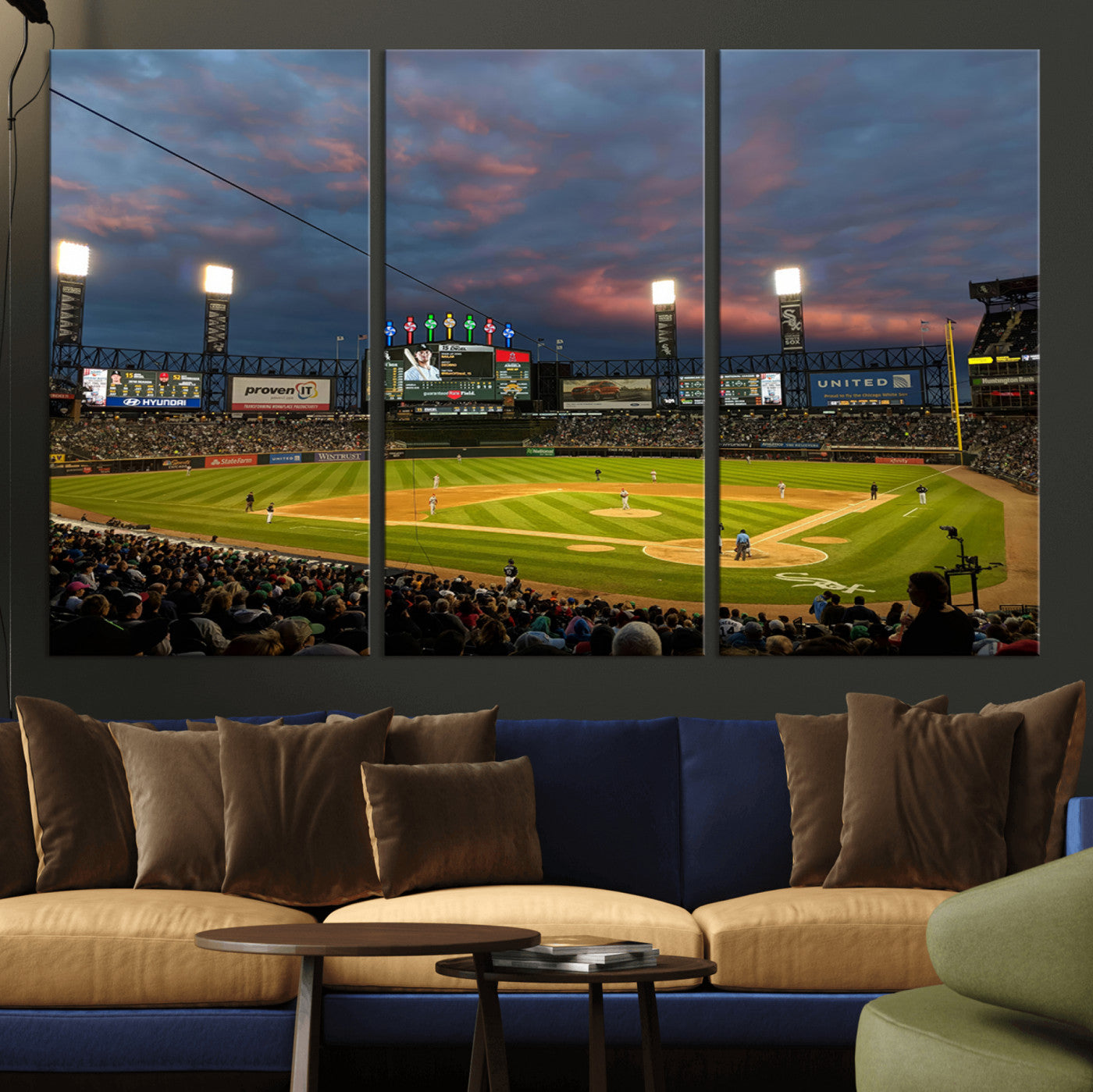 MGV-CV-48X32-3P - Chicago White Sox Baseball Team Print Canvas- Guaranteed Rate Field Stadium Wall Art Canvas Print