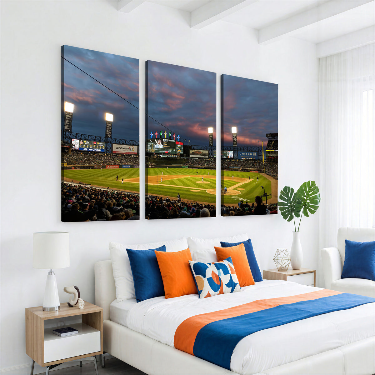 96063-MGV-CV-36X24 - Chicago White Sox Baseball Team Print Canvas, Guaranteed Rate Field, Framed and Ready to Hang
