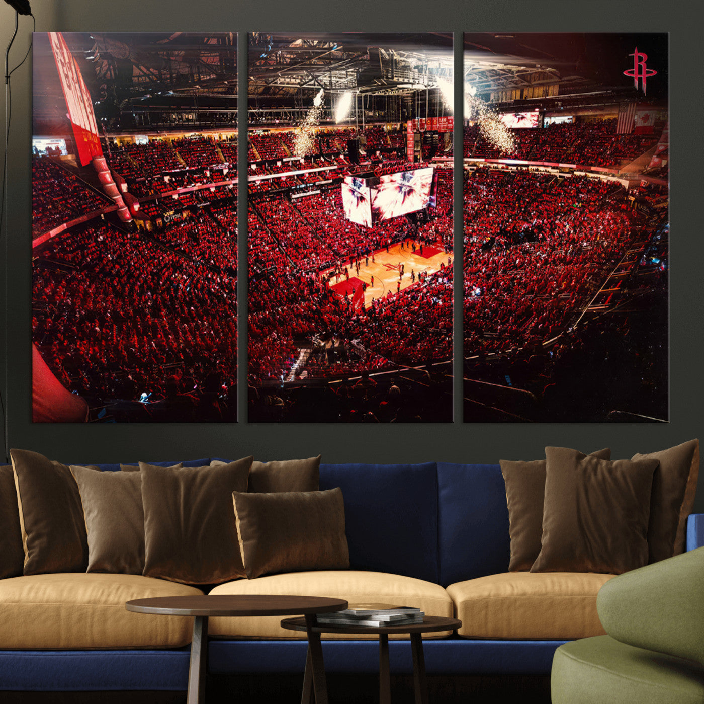 91527-MGV-CV-36X24-Houston Rockets Basketball Team Print Canvas- Houston Toyota Center Stadium Wall Art Canvas Print