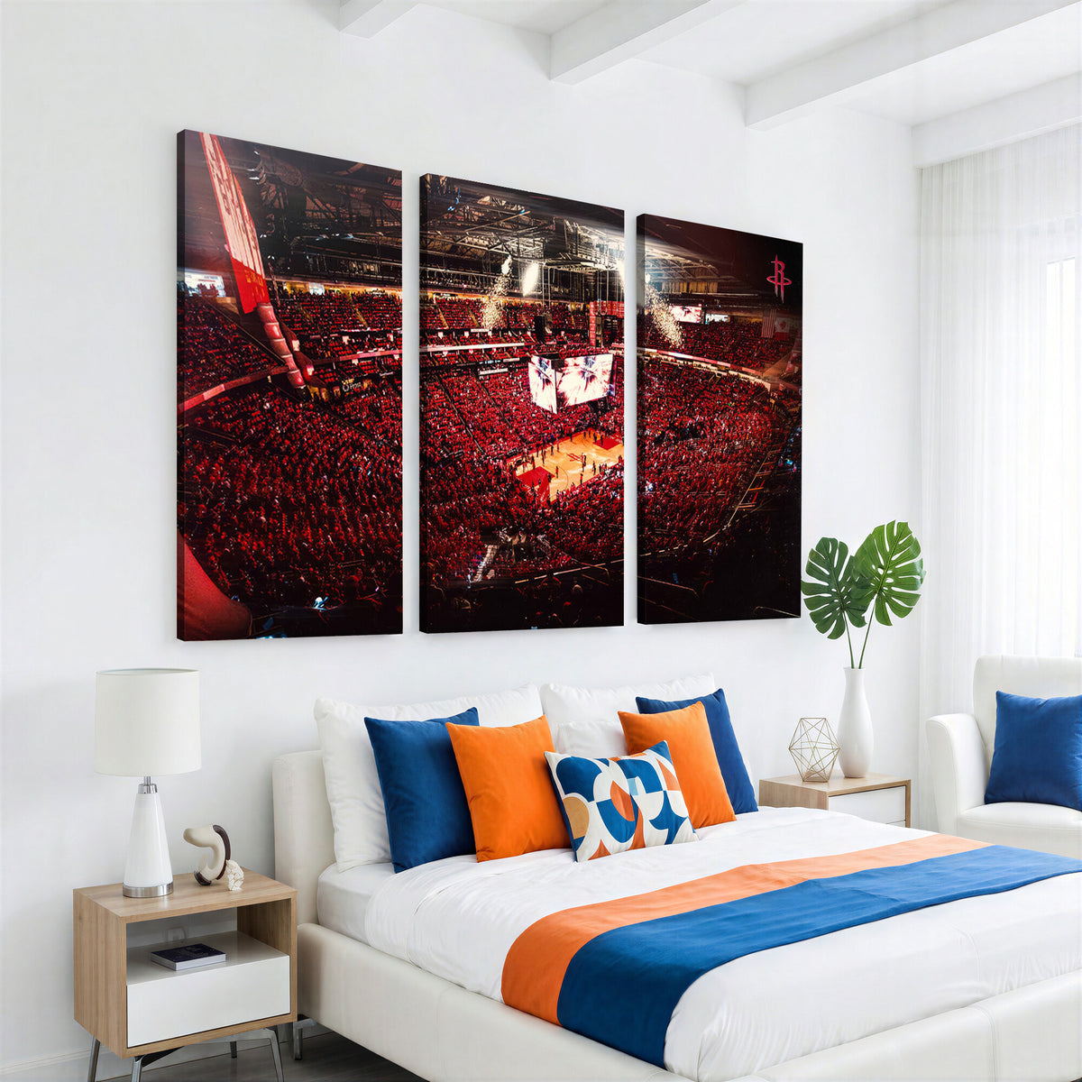 91527-MGV-CV-36X24 - Houston Rockets Basketball Team Print Canvas, Houston Toyota Center Arena Wall Art