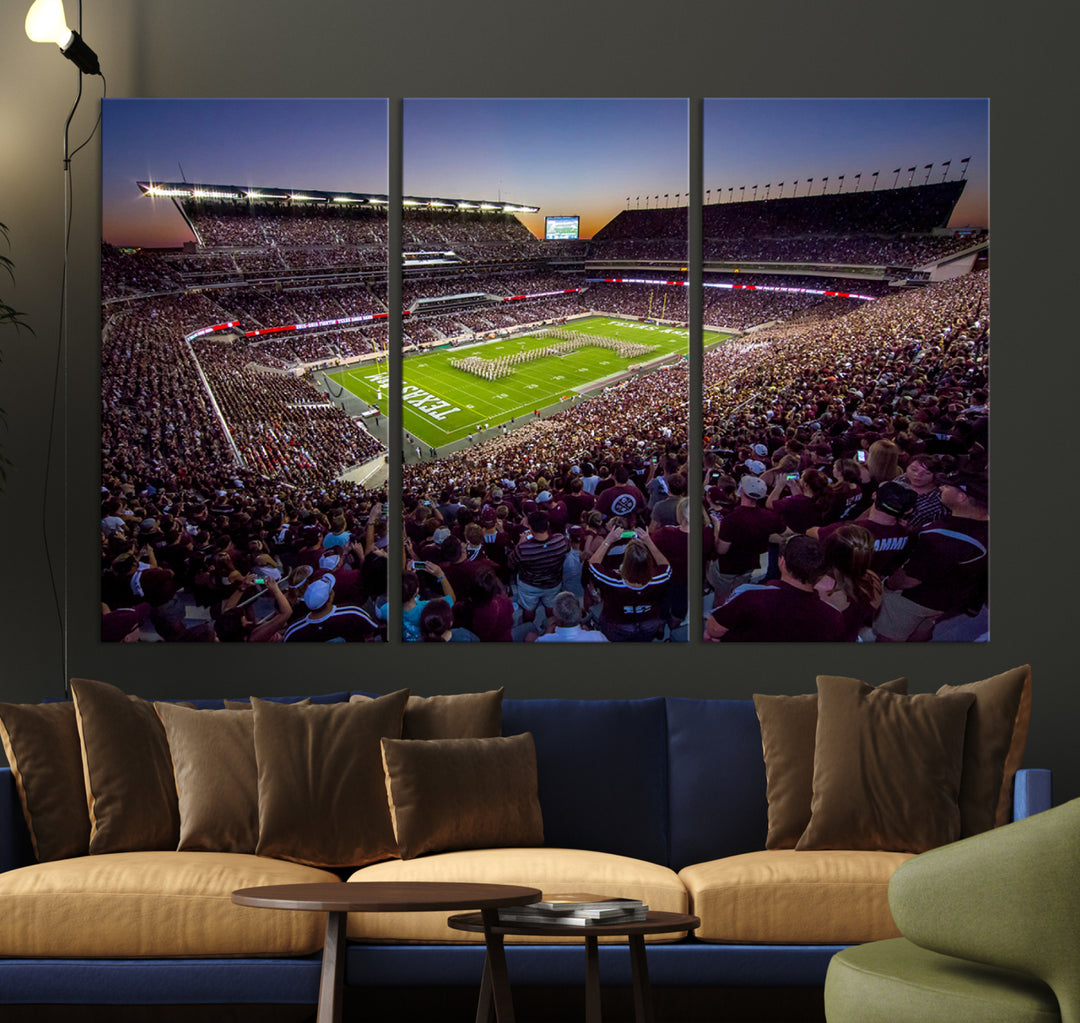 Texas A&M University Aggies Football Team Print - College Station Kyle Field Stadium Wall Art Canvas Print