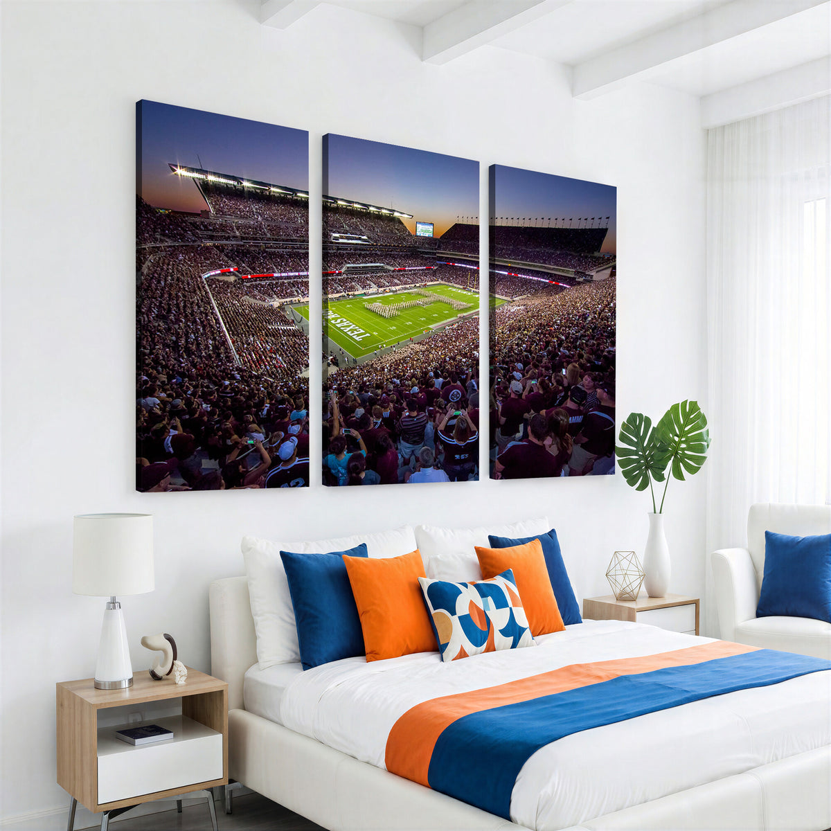 25148-MGV-CV-36X24 - Texas A&M University Aggies Football Team Print, College Station Kyle Field, Framed and Ready to Hang