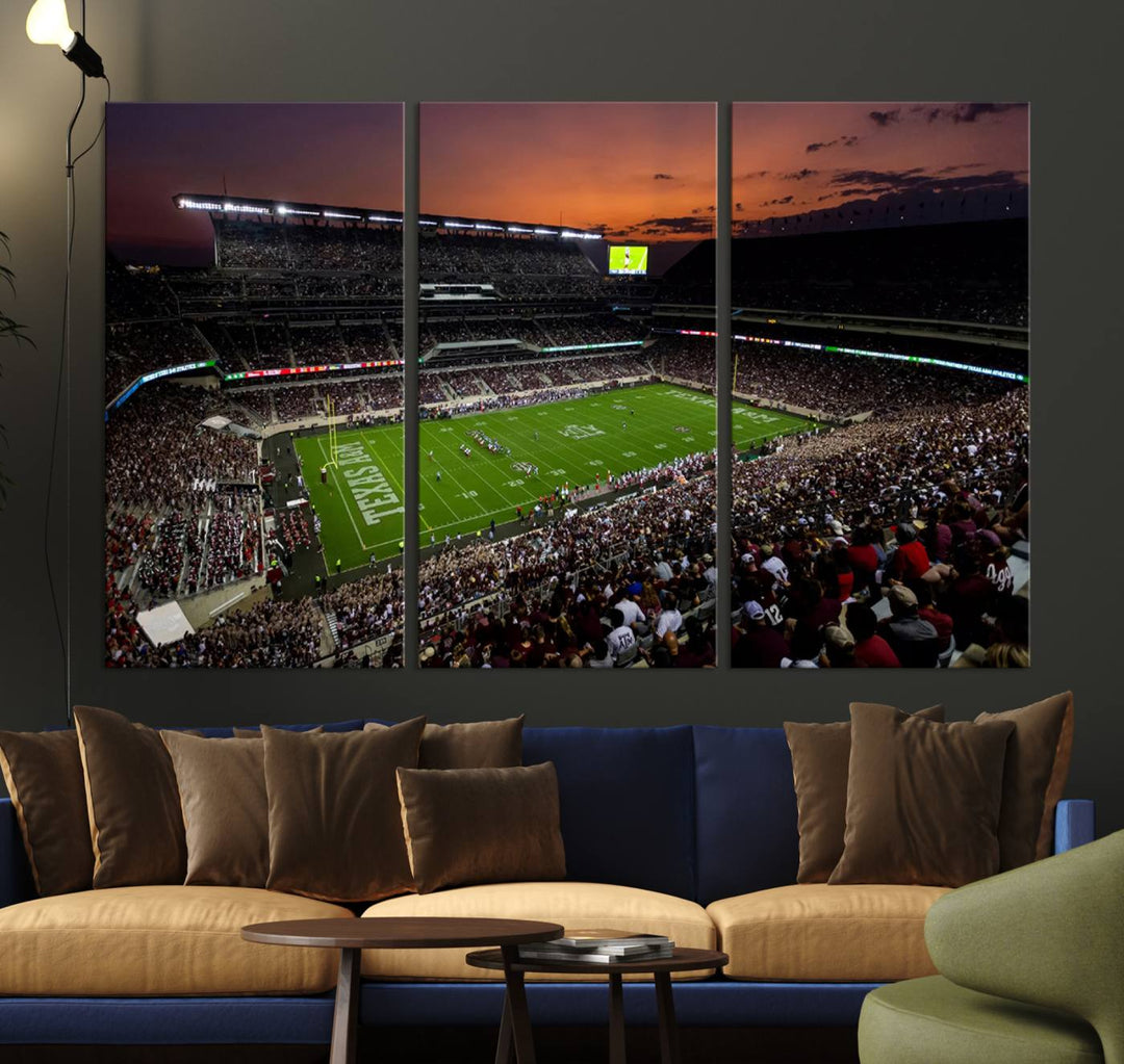 Texas A&M University Aggies Football Team Print - College Station Kyle Field Stadium Wall Art Canvas Print