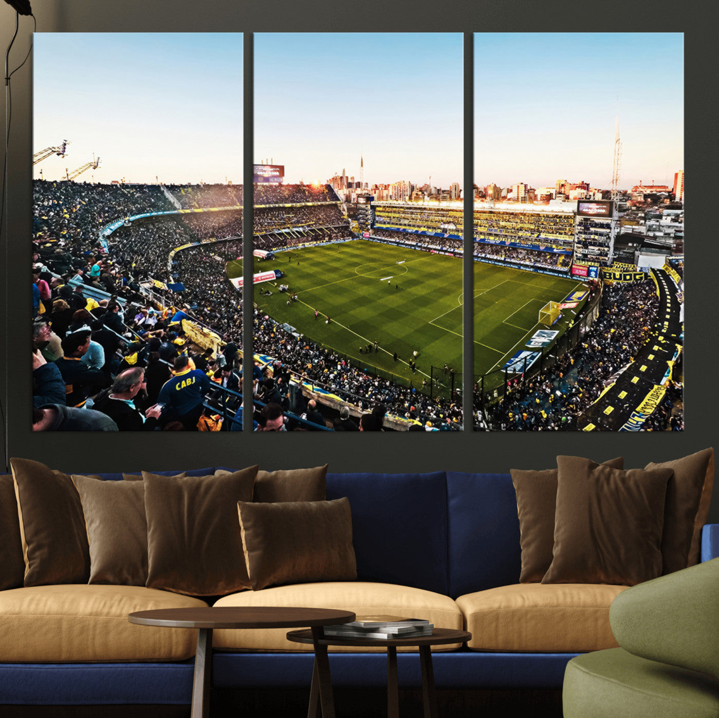 MGV-CV-48X32-3P - Boca Juniors Soccer Team Print - Buenos Aires Bombonera Stadium Wall Art Canvas Print
