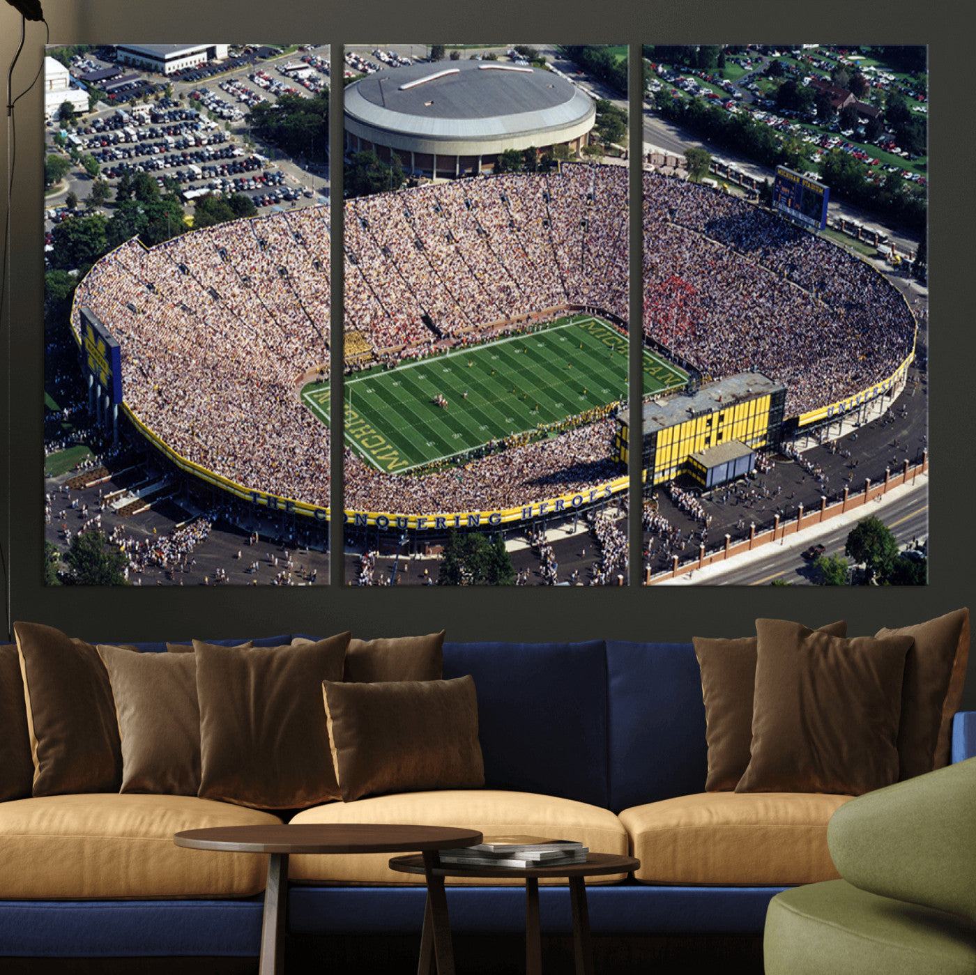 MGV-CV-48X32-3P - Michigan Wolverines Football Team Print - Ann Arbor Michigan Stadium Print, Michigan Wolverines