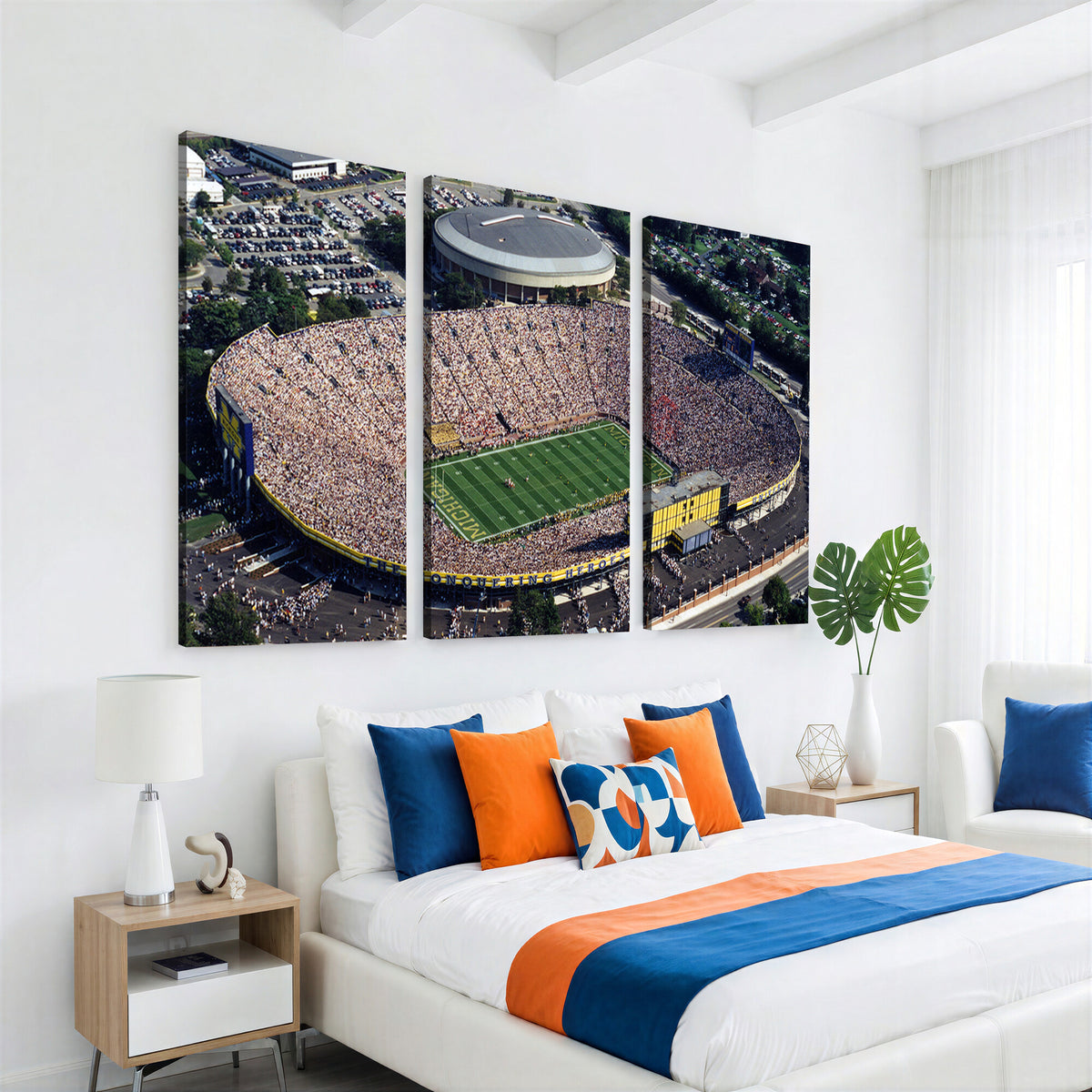 27314-MGV-CV-36X24 - Michigan Wolverines Football Team Print, Ann Arbor Michigan Stadium Wall Art