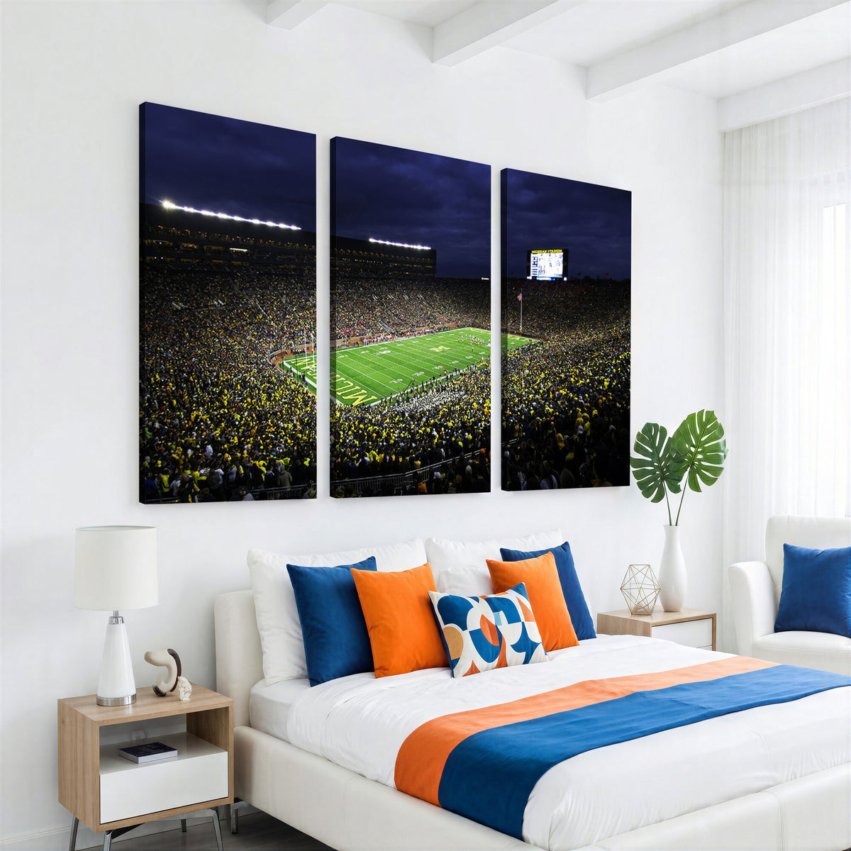 15448-MGV-CV-36X24 - Michigan Wolverines Football Canvas Wall Decor, Football Team Print, Ann Arbor Michigan Stadium