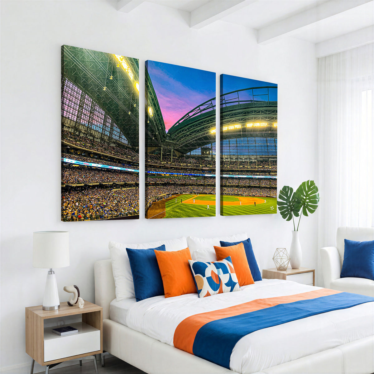 17006-MGV-CV-36X24 - Milwaukee Brewers Baseball Team Print Canvas, American Family Field Stadium Wall Art