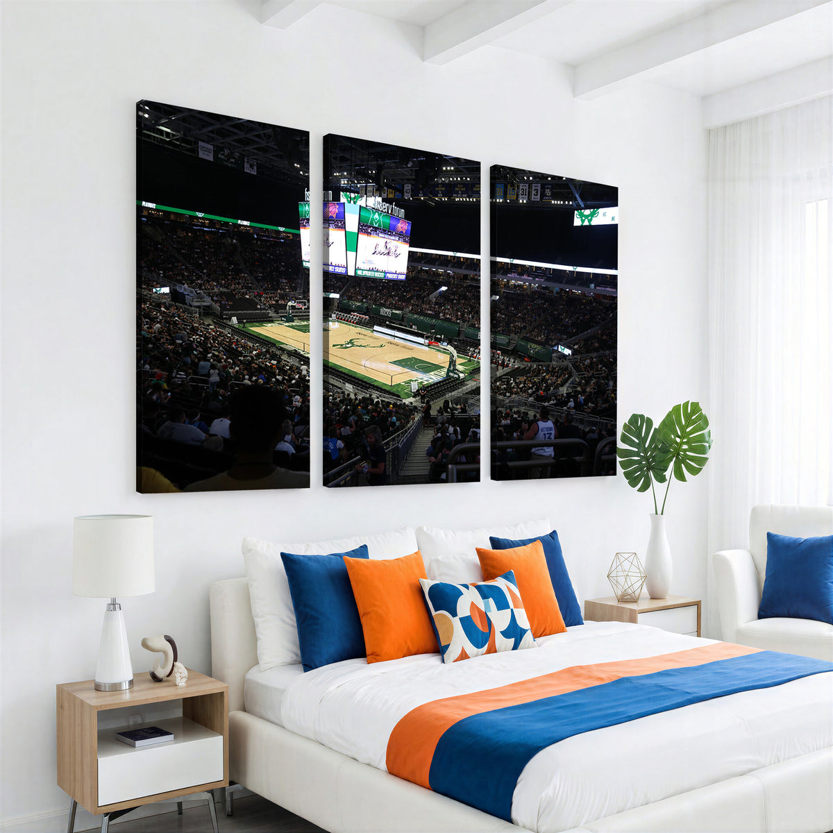 69882-MGV-CV-36X24 - Milwaukee Bucks Basketball Print, Fiserv Forum Stadium Wall Art