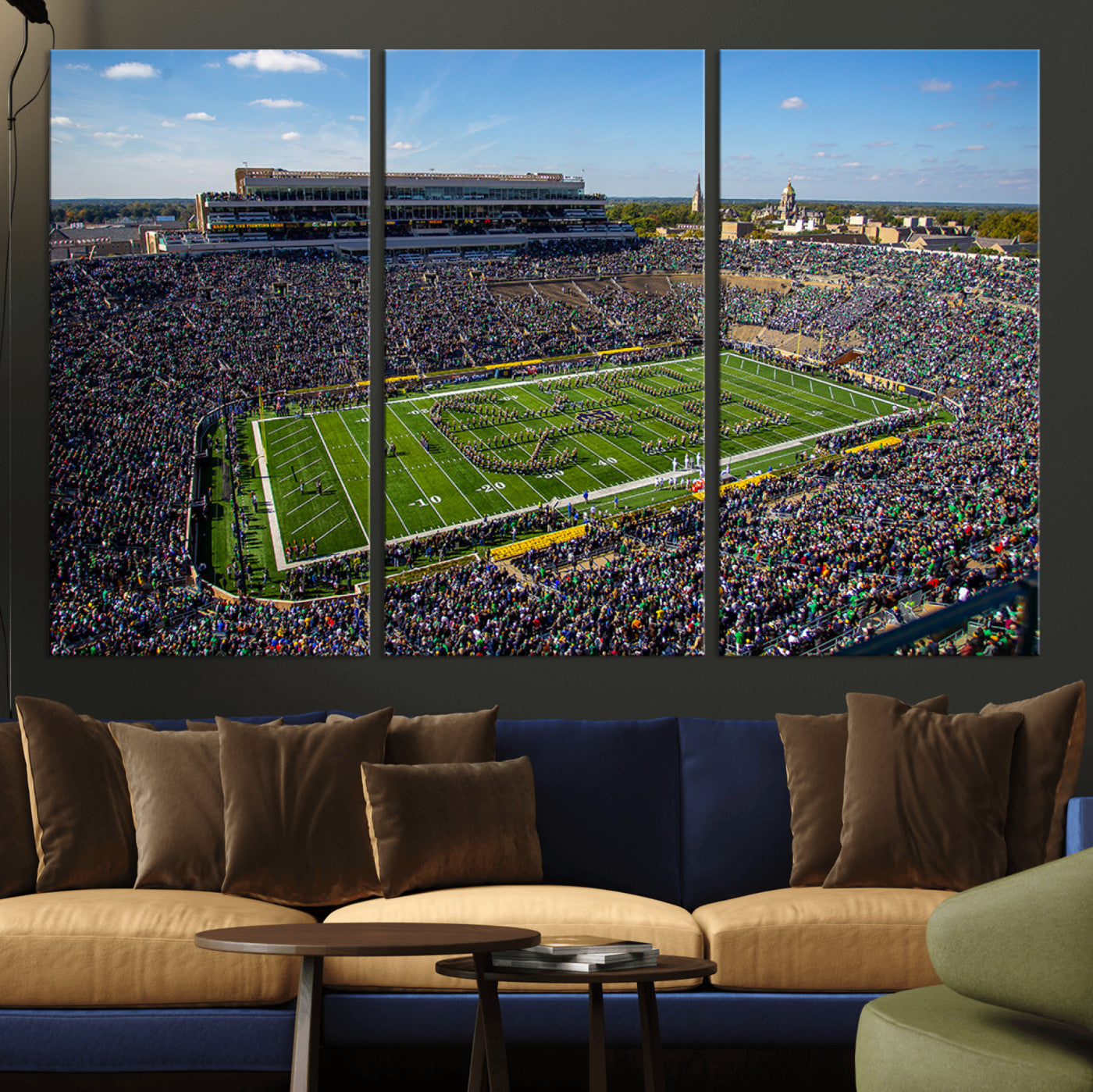 MGV-CV-48X32-3P - Notre Dame Fighting Irish Football Team Print - Notre Dame Stadium Wall Art Canvas Print