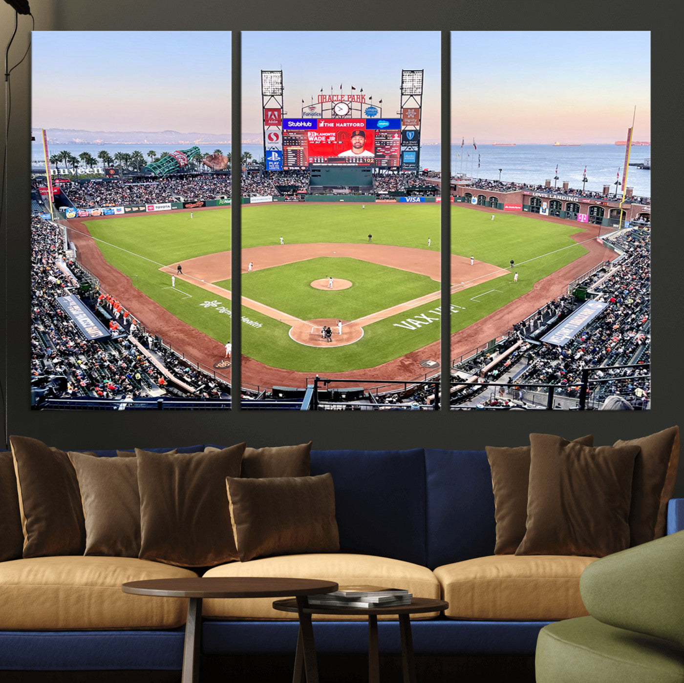 MGV-CV-48X32-3P - San Francisco Giants Baseball Team Print - Oracle Park Stadium Wall Art Canvas Print