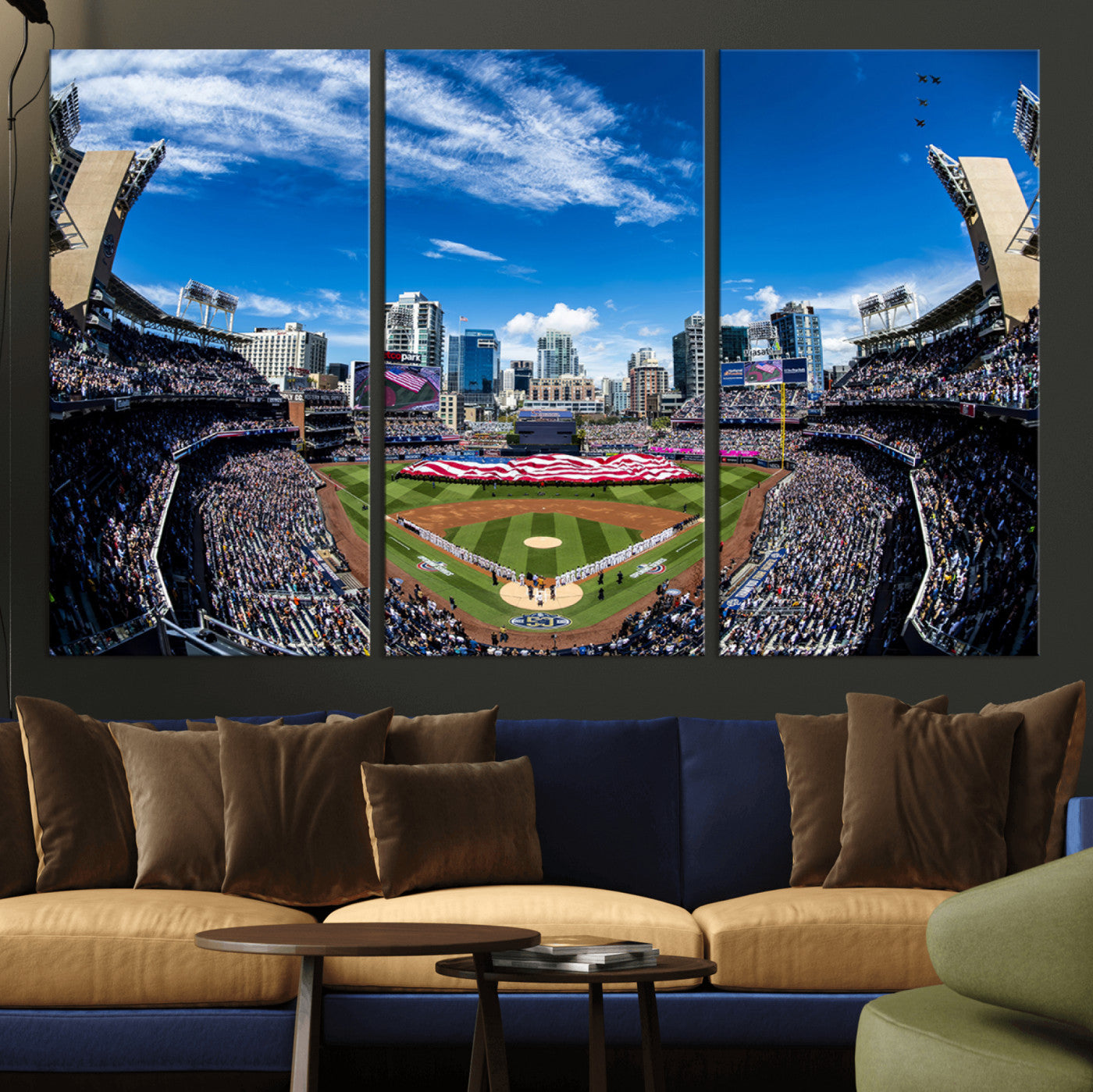 MGV-CV-48X32-3P - San Diego Padres Baseball Team Print - Petco Park Stadium Wall Art Canvas Print