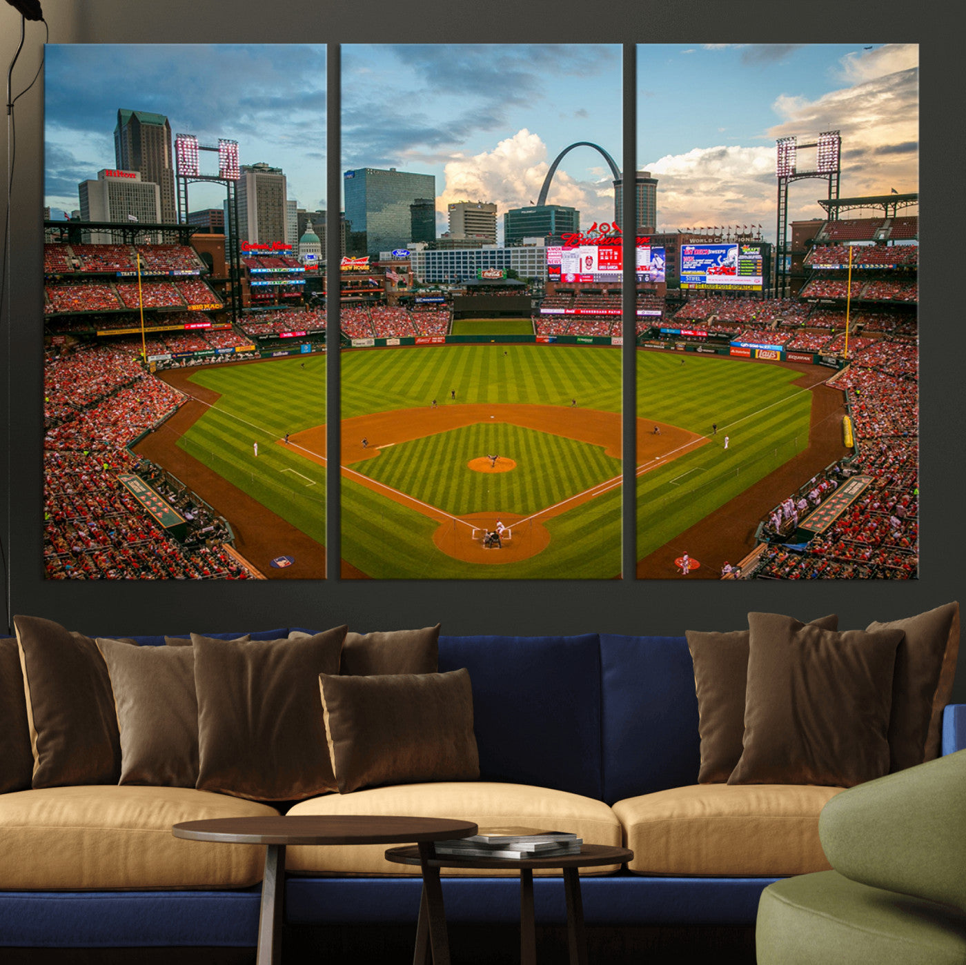 34054-MGV-CV-36X24-St. Louis Cardinals Baseball Team Print - Busch Stadium Wall Art Canvas Print