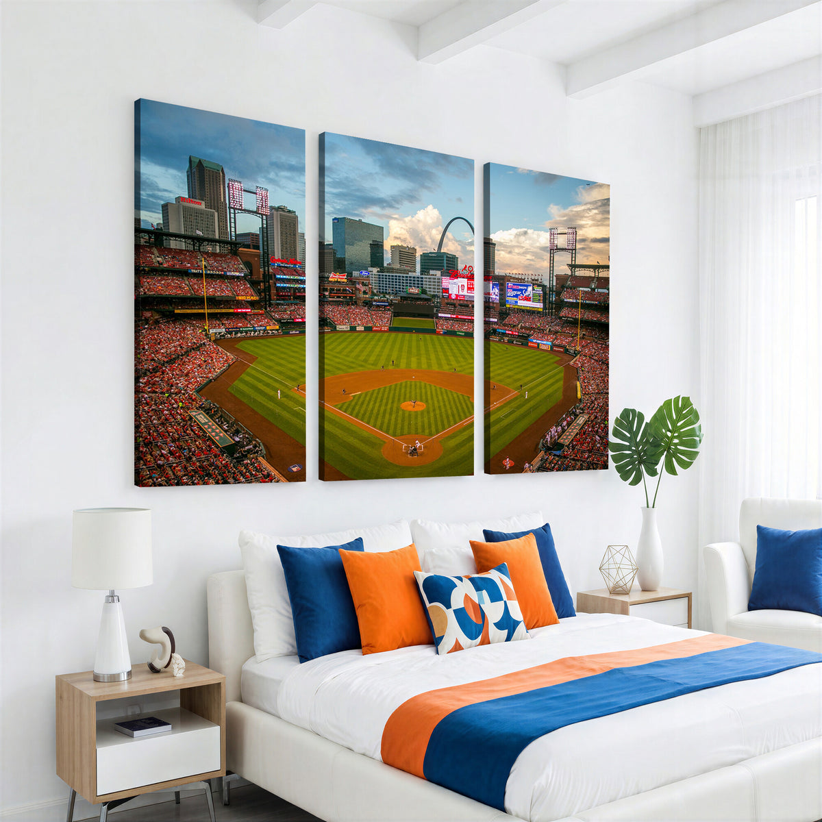 34054-MGV-CV-36X24 - St. Louis Cardinals Baseball Team Print, Busch Stadium Wall Art, Framed and Ready to Hang