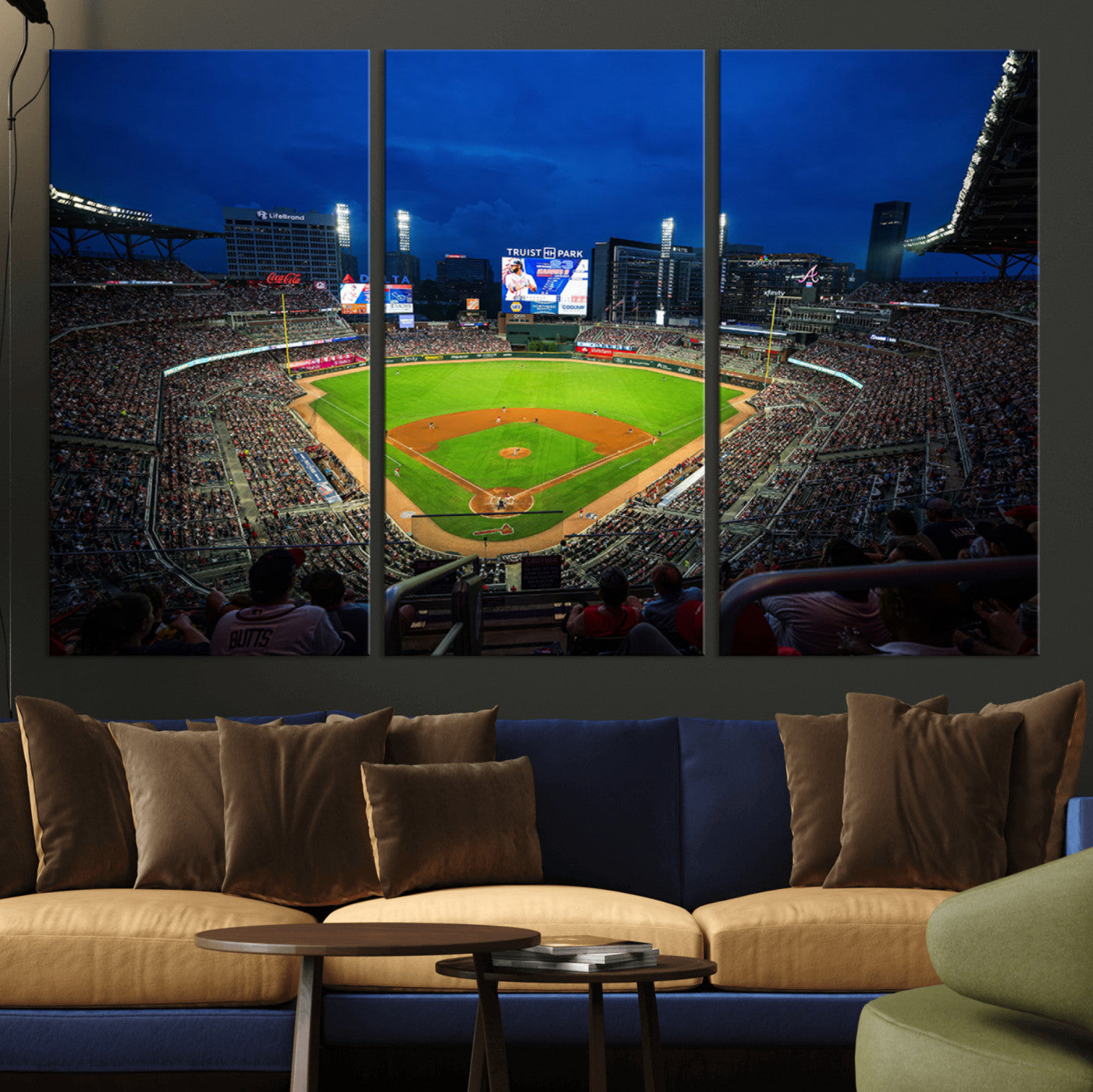 MGV-CV-48X32-3P - Truist Park Night Game Canvas Art - Atlanta Braves Stadium Wall Art Canvas
