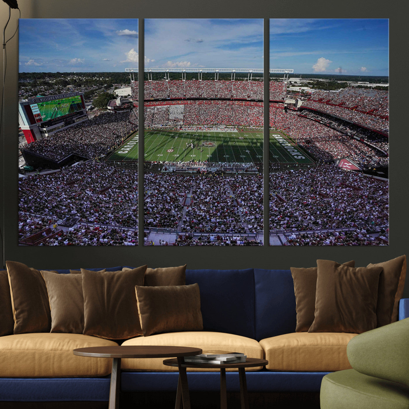 83382-MGV-CV-36X24-South Carolina Gamecocks Football Team Print - Columbia Williams-Brice Stadium Wall Art Canvas Print