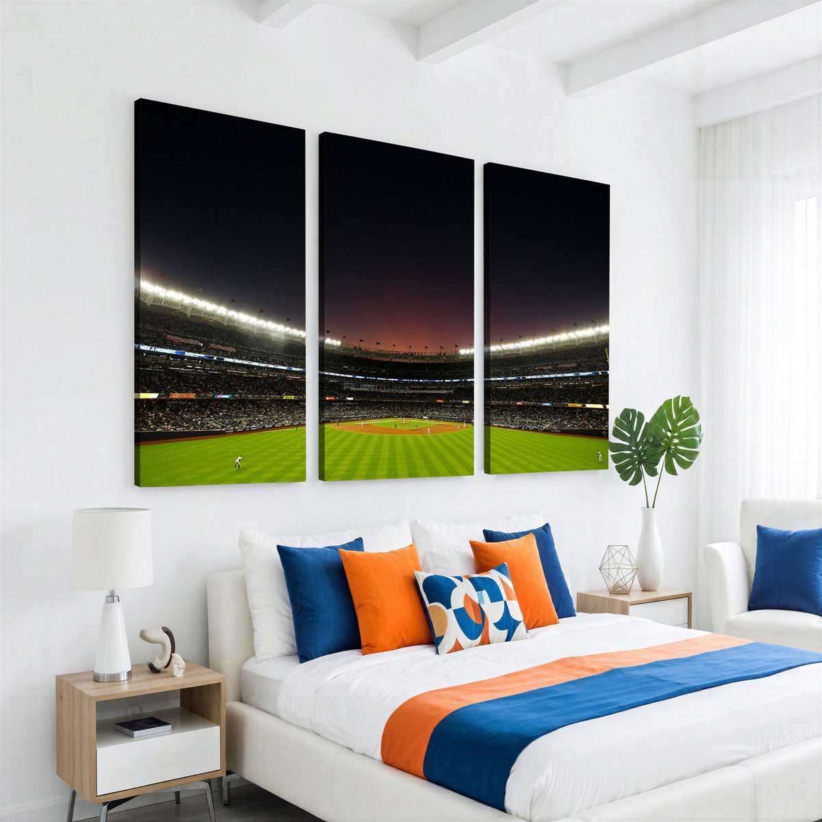 59138-MGV-CV-36X24 - Yankee Stadium Night Game Triple Canvas, New York Yankees Stadium Wall Art