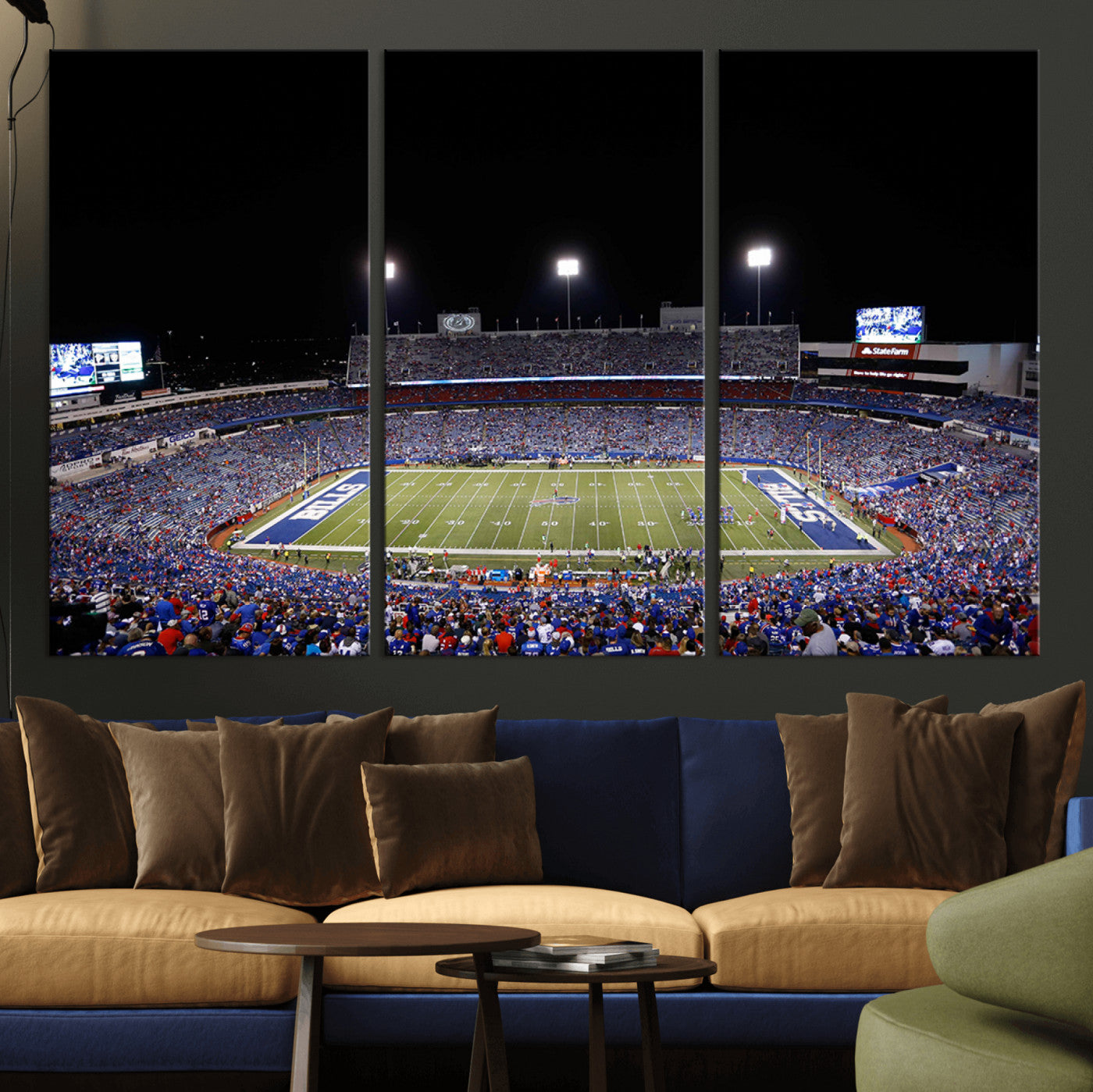 MGV-CV-48X32-3P - Buffalo Bills Wall Art - Buffalo Bills Stadium Canvas Print, Perfect Sports Decor for Living Rooms,