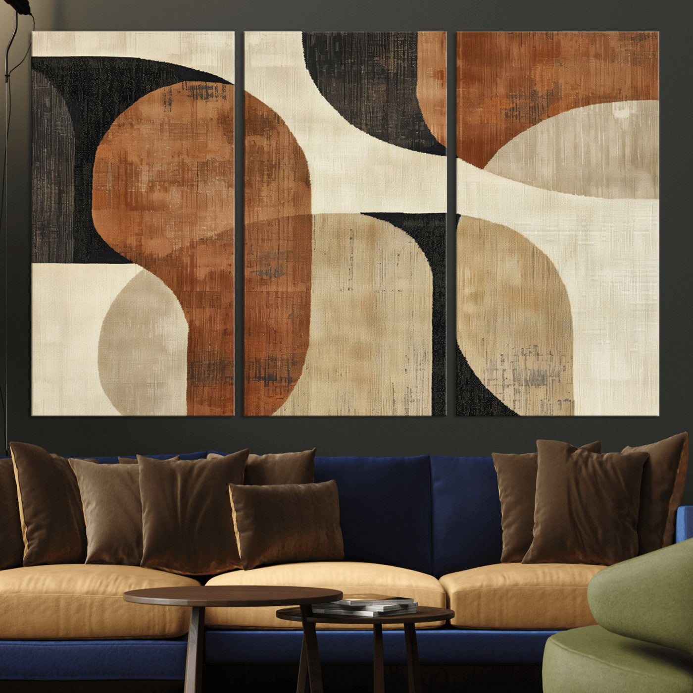 MGV-CV-48X32-3P - Wabi Sabi Abstract Wall Art Canvas Print | Large Minimalist Modern Geometric Wall Decor for Living