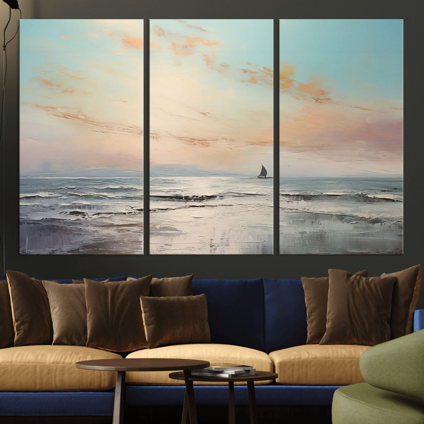 MGV-CV-48X32-3P - Abstract Ocean Wall Art -  Boat Wall Art Canvas Print