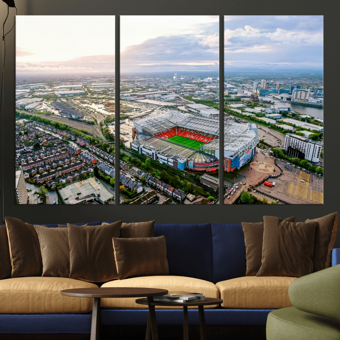 MGV-CV-48X32-3P - Old Trafford Manchester United Stadium Wall Art Canvas Print - Aerial View Stadium, Old Trafford