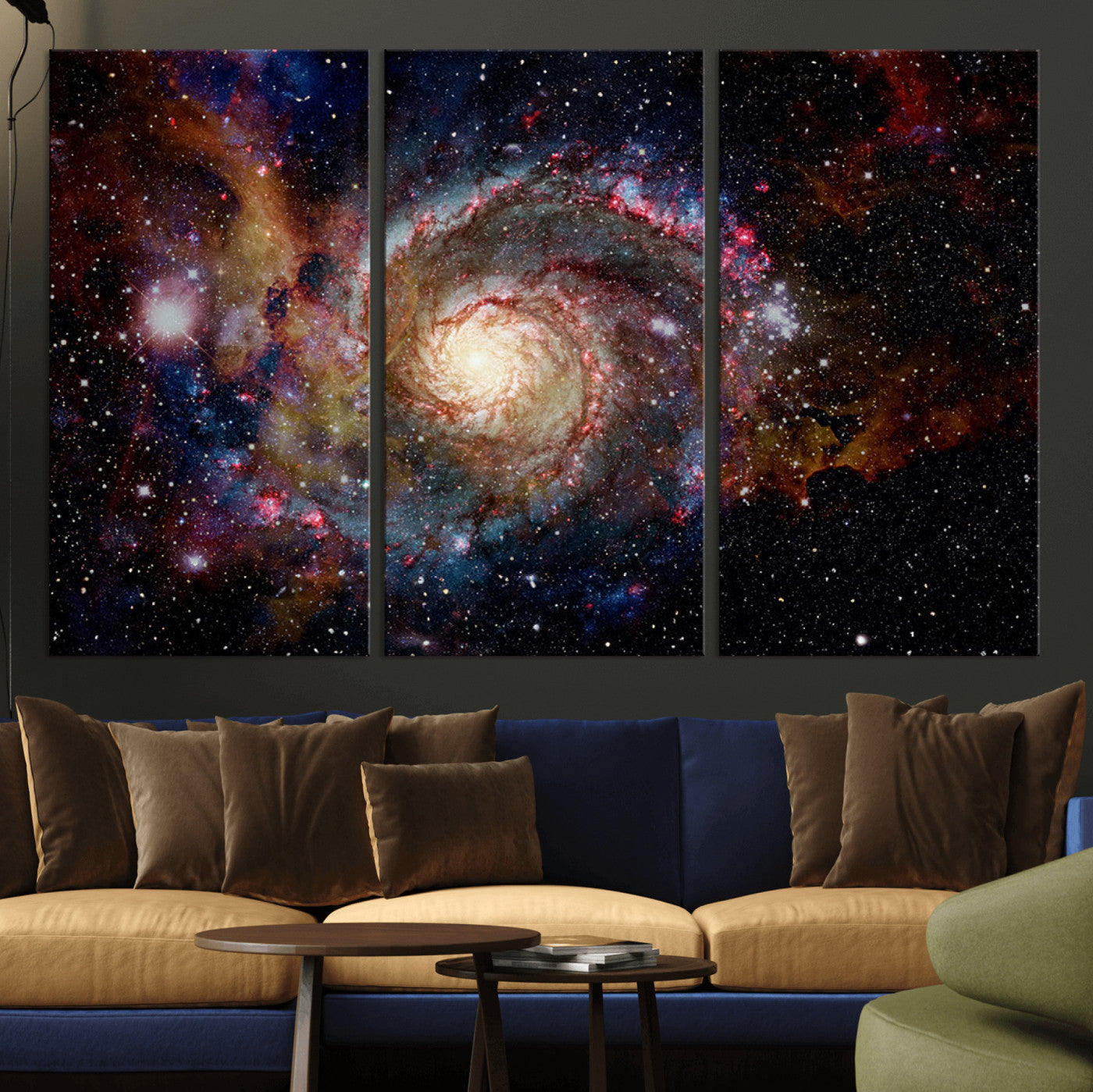 MGV-CV-48X32-3P - Nebula and Galaxies in Space Wall Art Canvas Print, Spiral Galaxy Wall Art Canvas Print