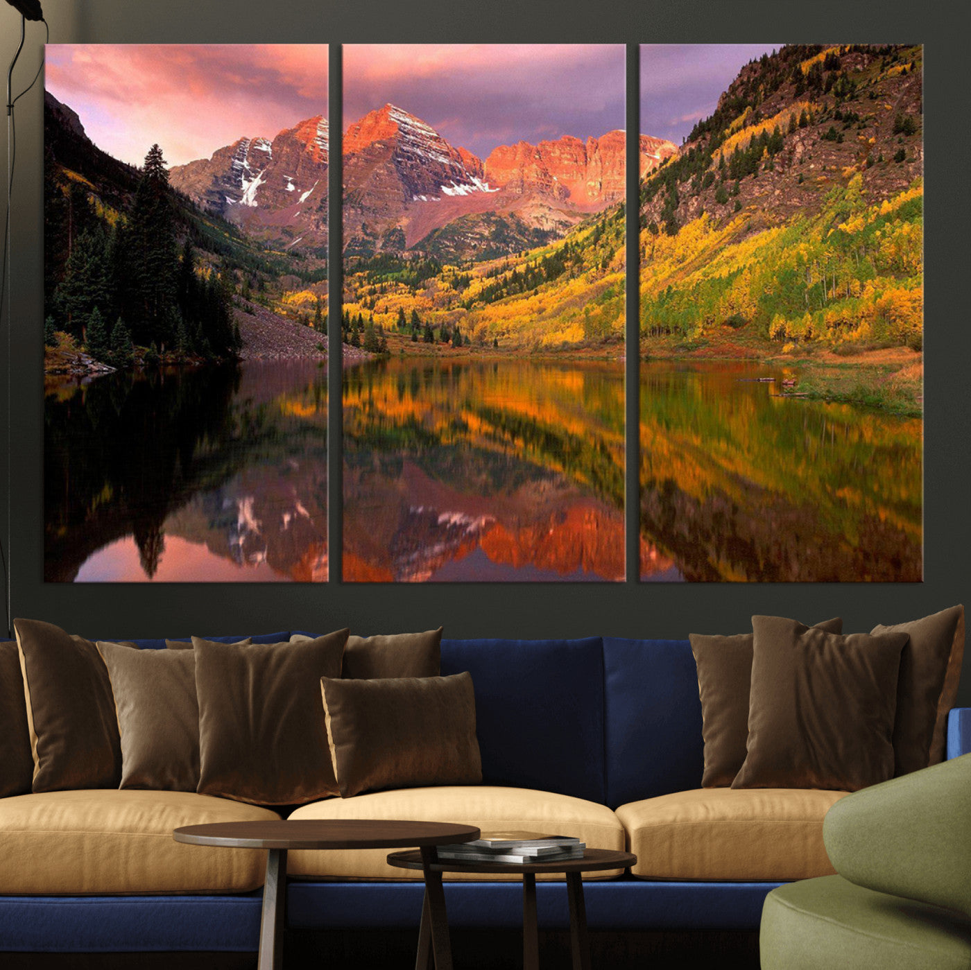 MGV-CV-48X32-3P - Colorado Rockies Mountain Sunset Wall Art | Ready to Hang and Framed | Scenic Nature Landscape