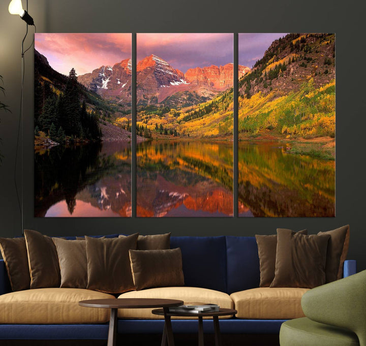 Colorado Rockies Mountain Sunset Wall Art | Ready to Hang and Framed | Scenic Nature Landscape Canvas Print