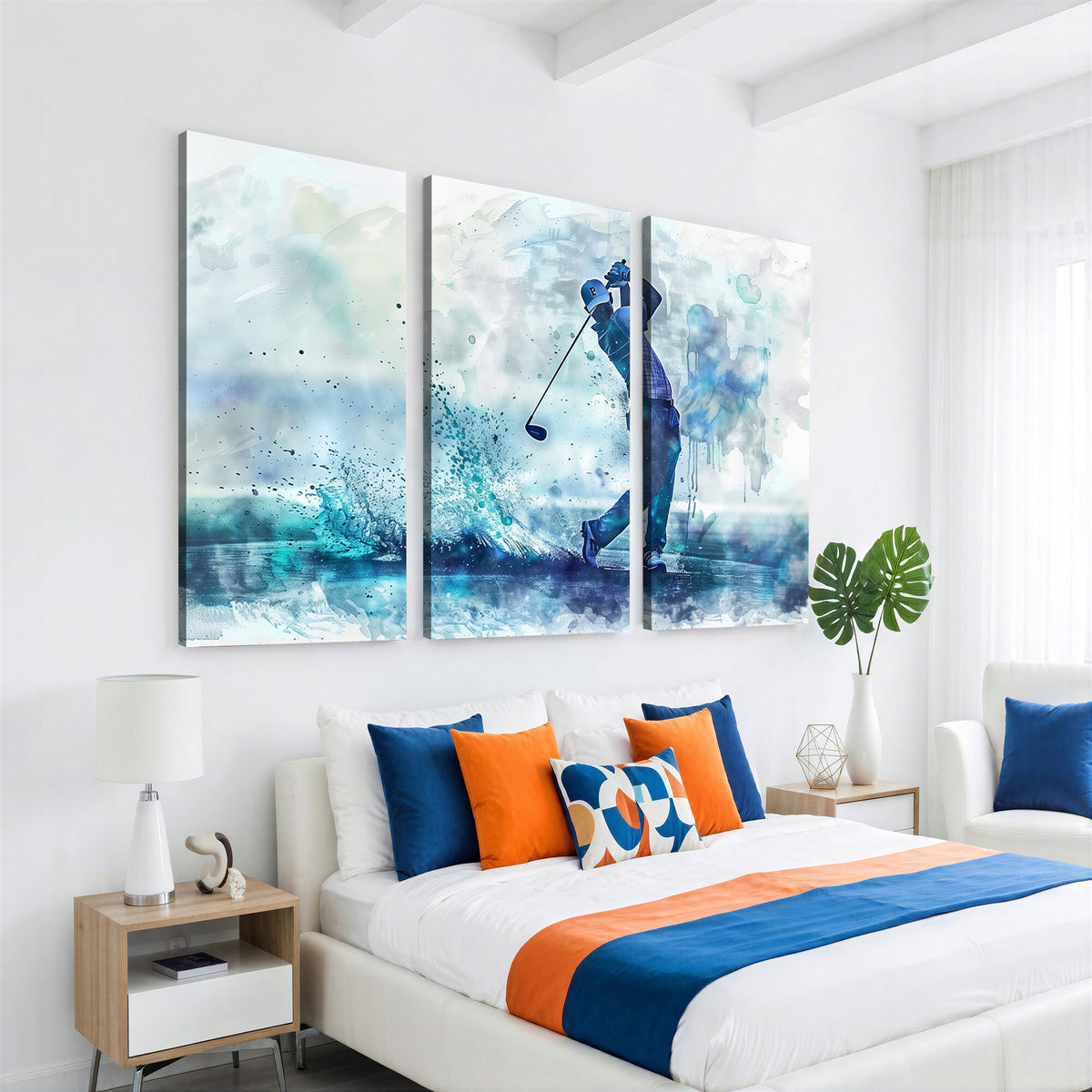 45328-MGV-CV-36X24 - Watercolor Abstract Golf Swing Wall Art Canvas Print