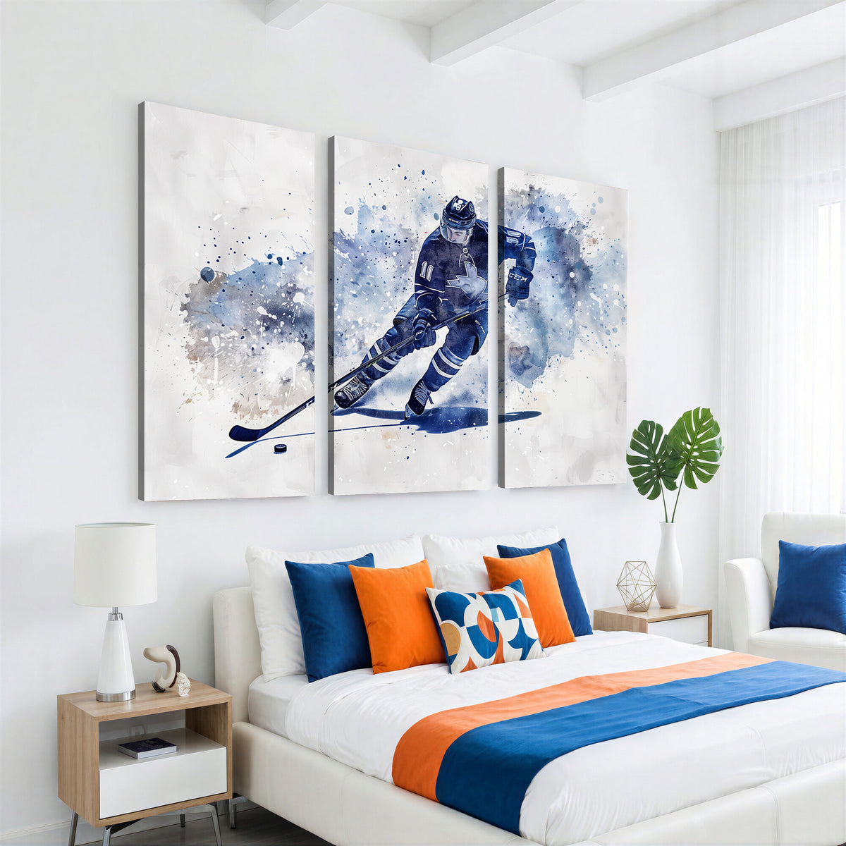 39795-MGV-CV-36X24 - Hockey Player Wall Art Canvas Print