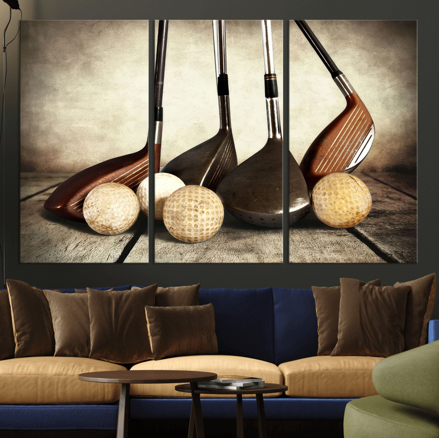 33845-MGV-CV-36X24-Vintage Golf Ball Art | Golf Decor for Man Cave or Office | Ready to Hang and Framed
