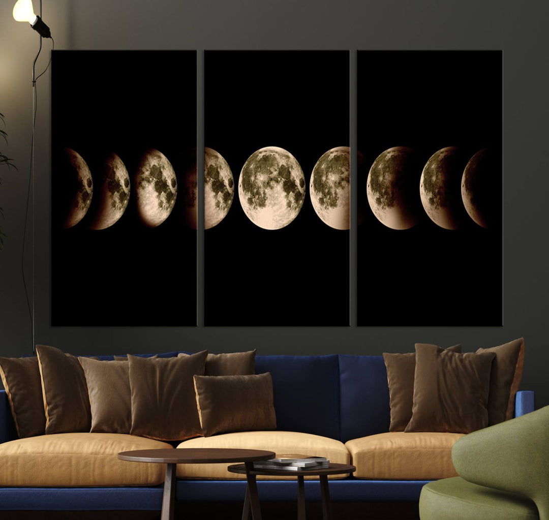 Phases of the Moon canvas print, ideal for lunar sequence decor.