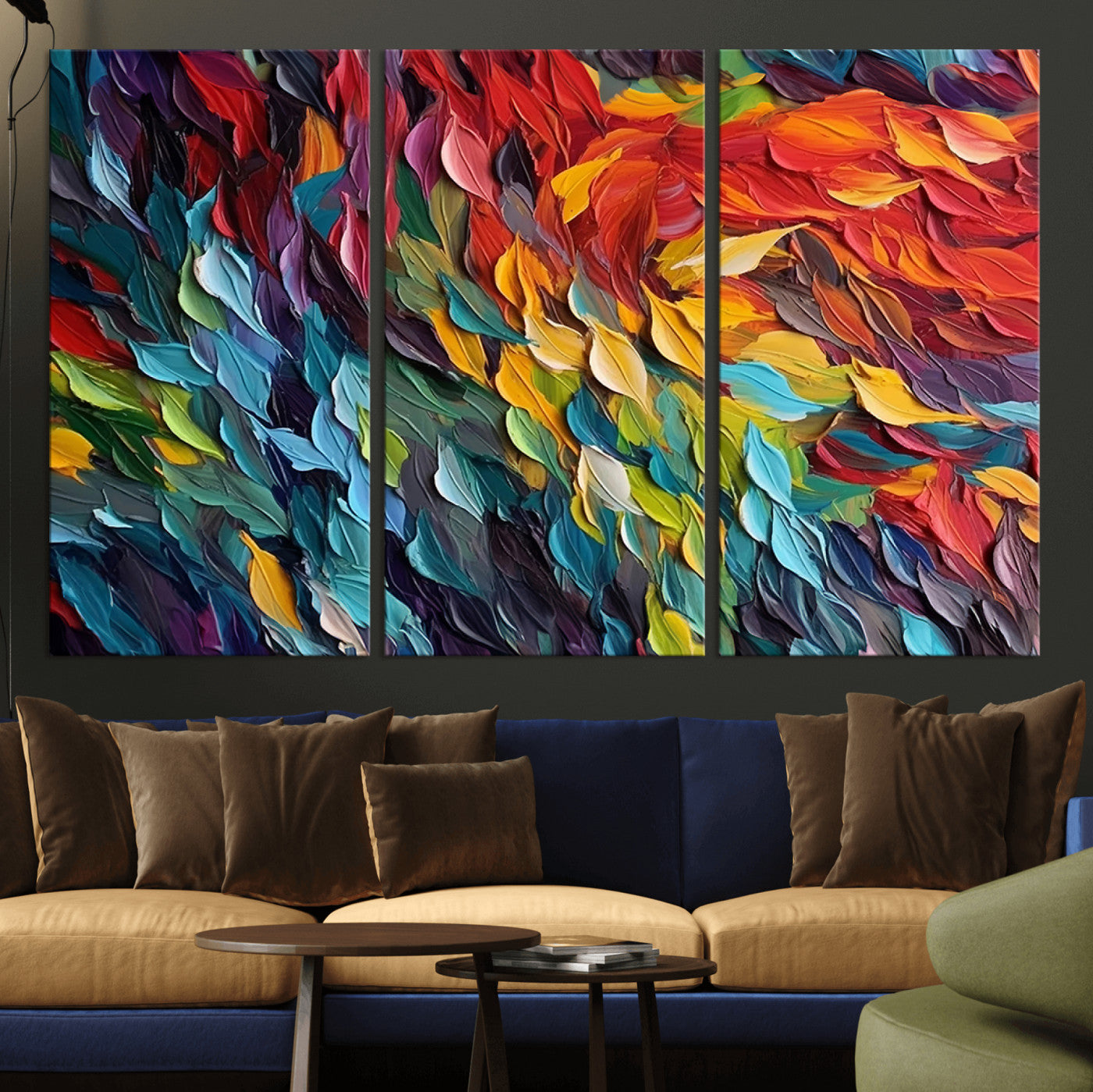 -Vibrant Abstract Leaf Wall Art Canvas Print | Bold Colorful Canvas for Living Room or Office | Ready