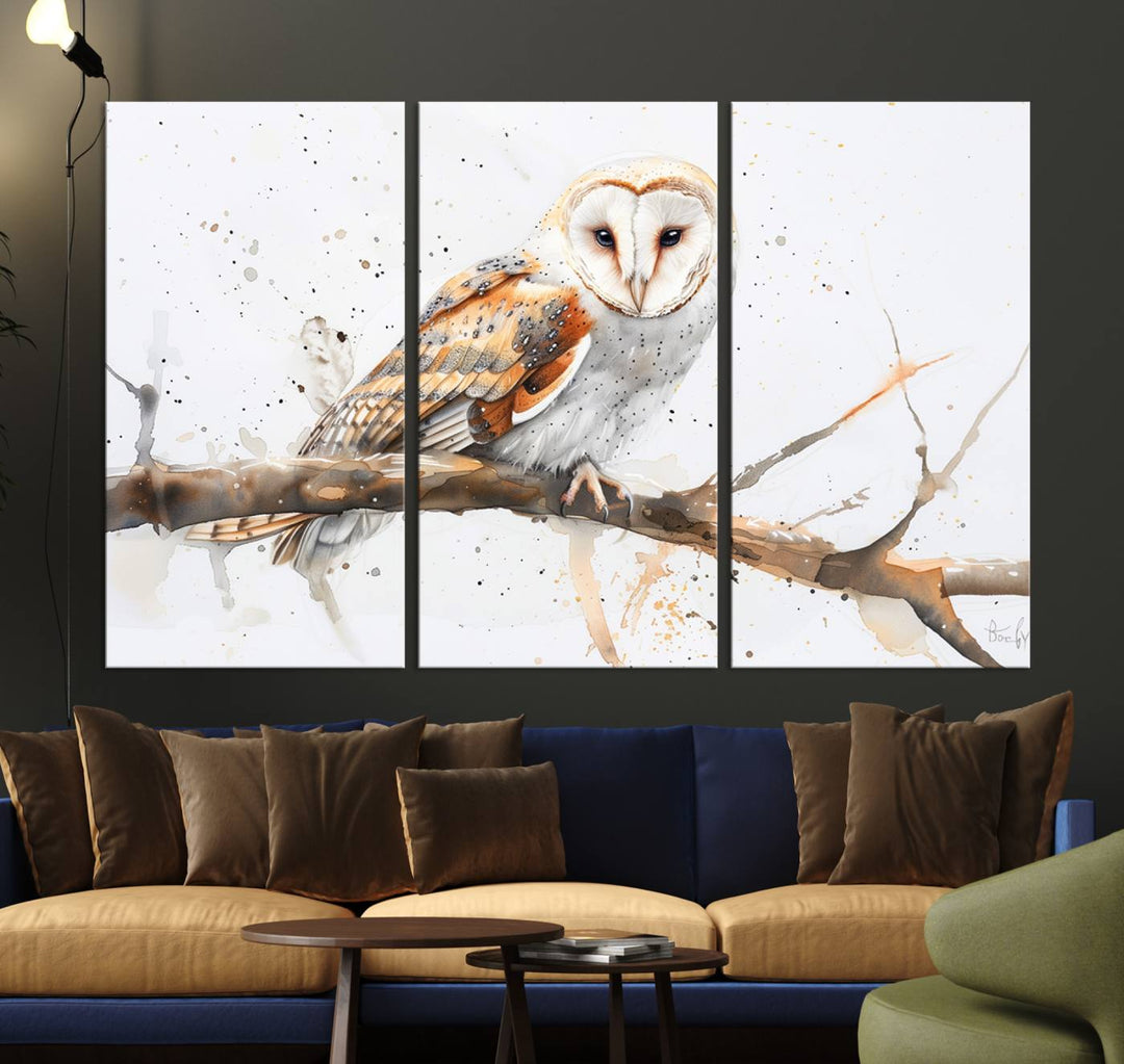 Nature enthusiasts will love the Barn Owl Wall Art on Branch, a stunning canvas print that is ready to hang and beautifully framed.