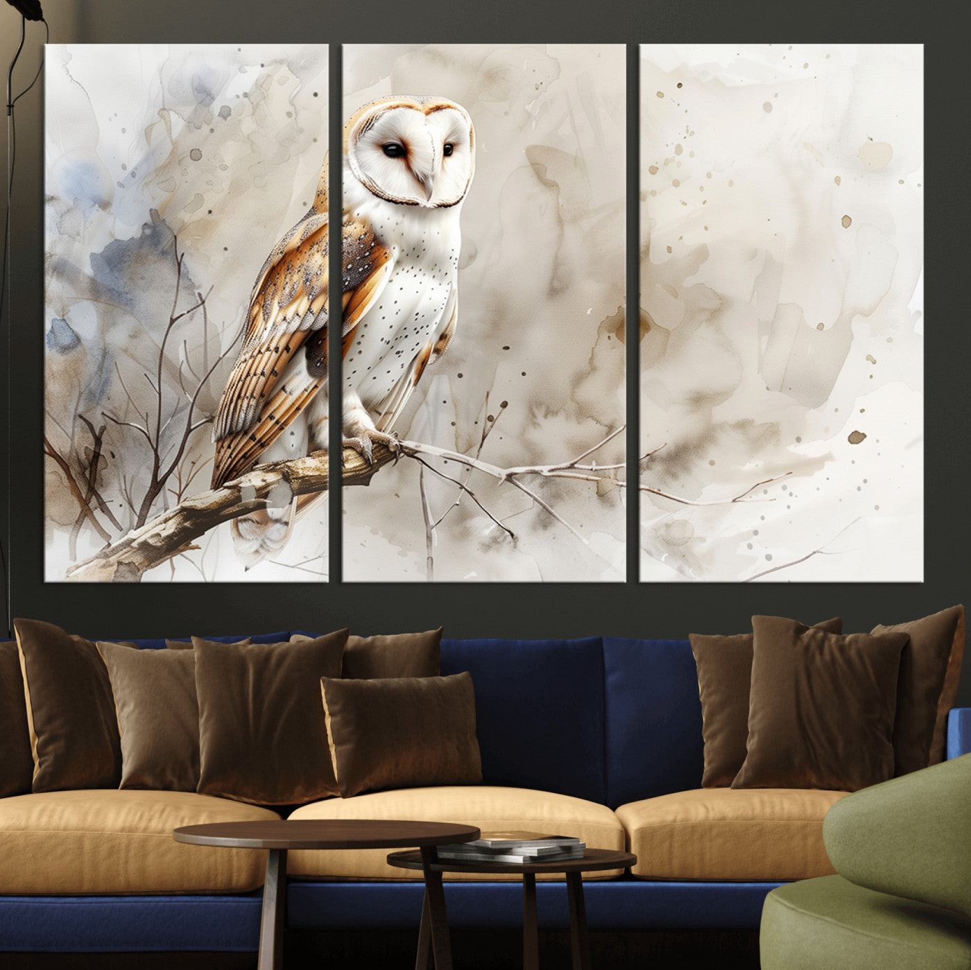MGV-CV-48X32-3P - Barn Owl Wall Art | Watercolor Canvas Print | Perfect for Farmhouse Wall Decor | Ready to Hang