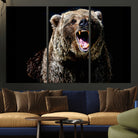 17625-MGV-CV-36X24-Grizzly Bear Canvas Print | Wildlife Wall Art for Cabin Decor | Ready to Hang Framed