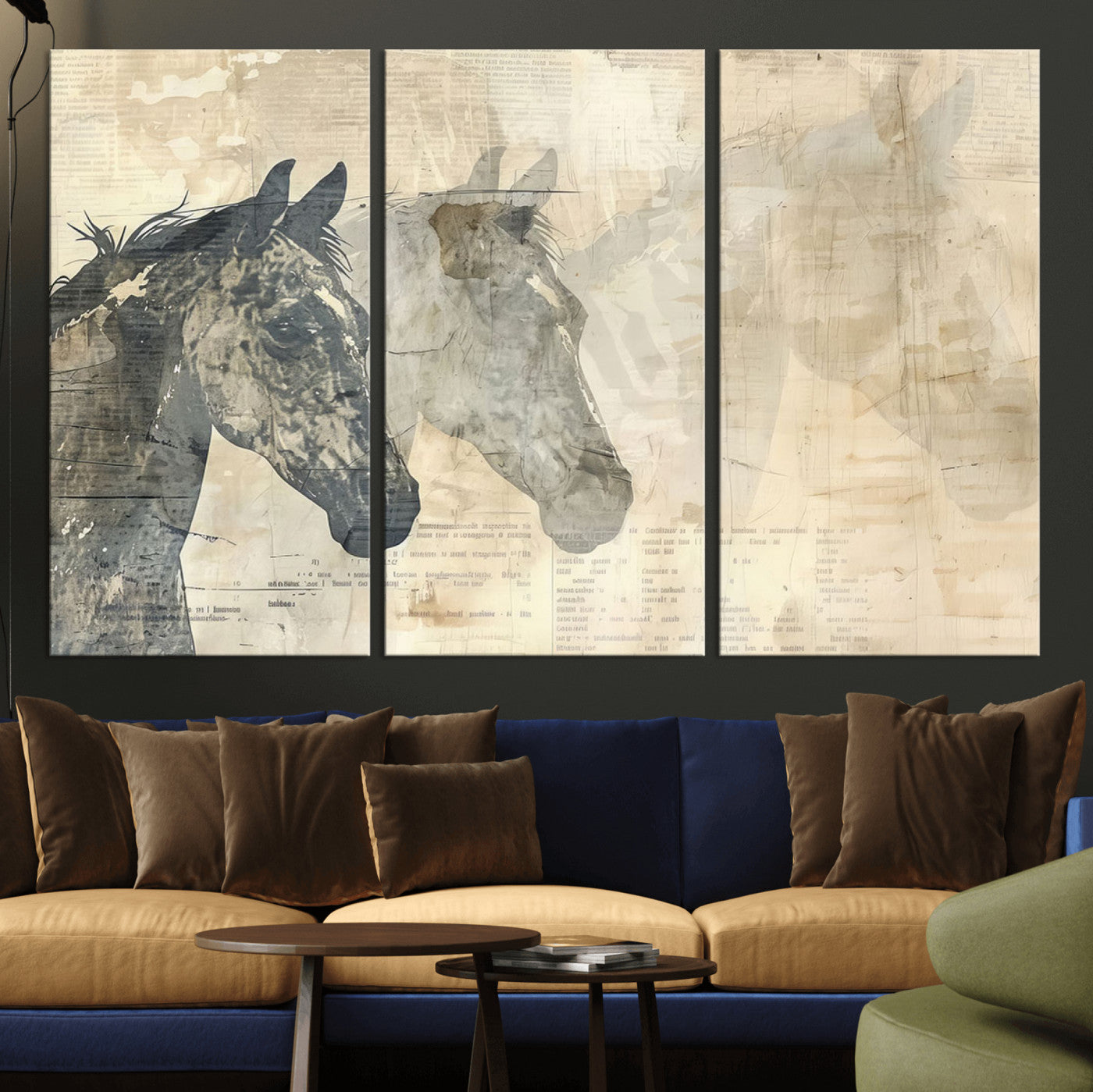 64301-MGV-CV-36X24-Abstract Horse Canvas Print | Modern Farmhouse Wall Art | Ready to Hang Framed
