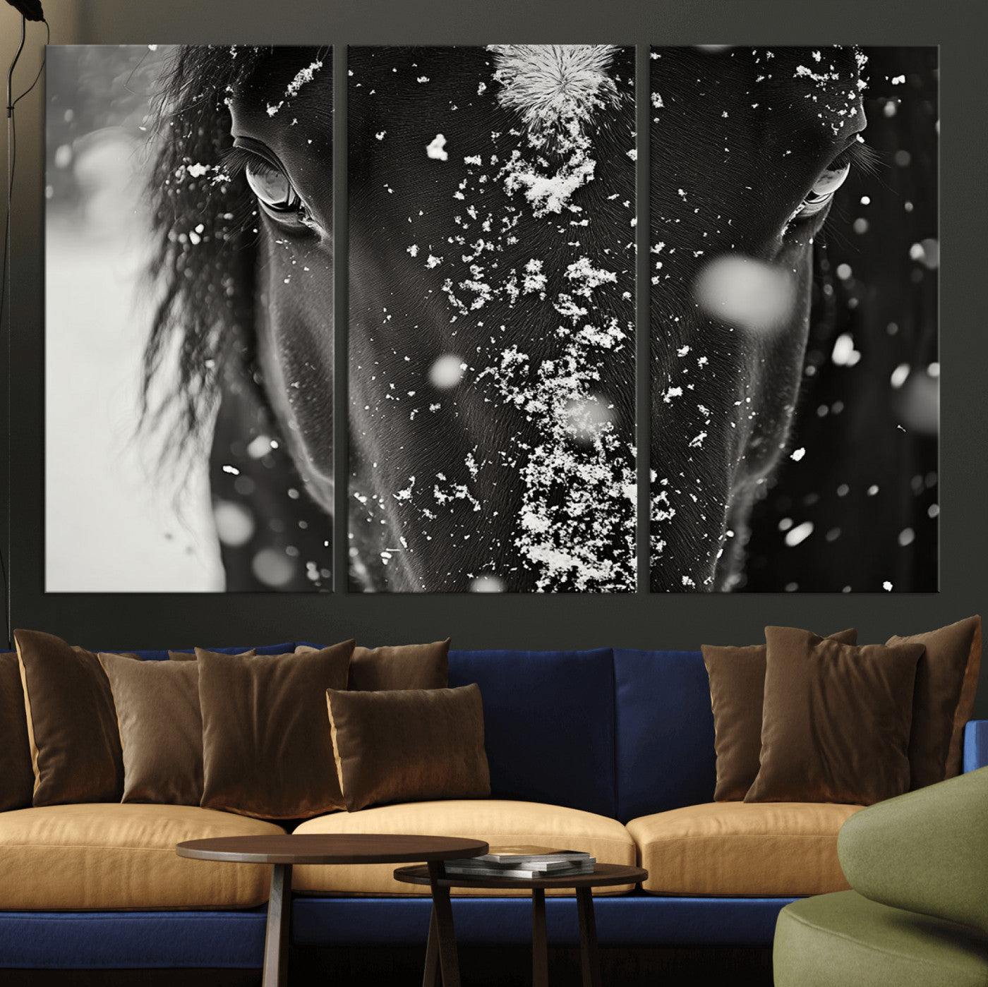 73281-MGV-CV-36X24-Winter Horse Snow Wall Art Canvas Print