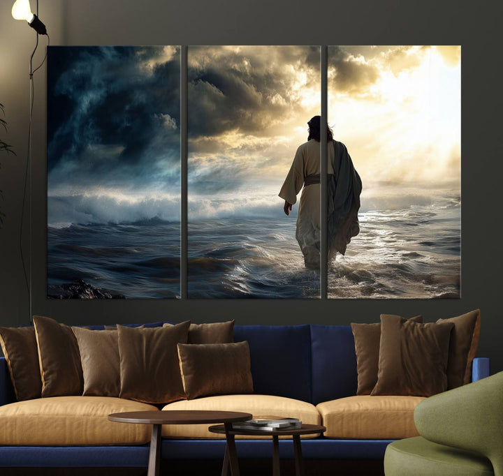 Jesus Walking on Water Wall Art | Canvas Print | Ready to Hang | Christian Home Decor | Spiritual Faith Wall Art | Inspirational Religious Wall Decor